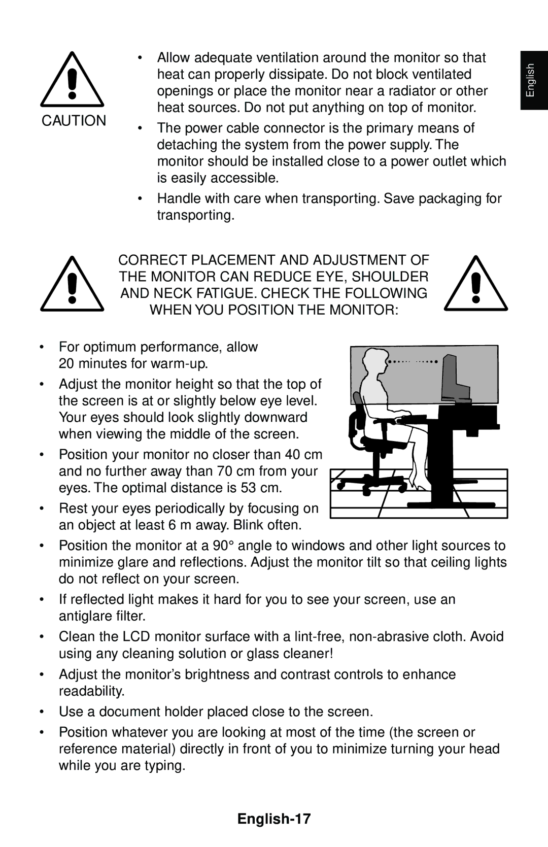 NEC LCD1550V user manual English-17, When YOU Position the Monitor 