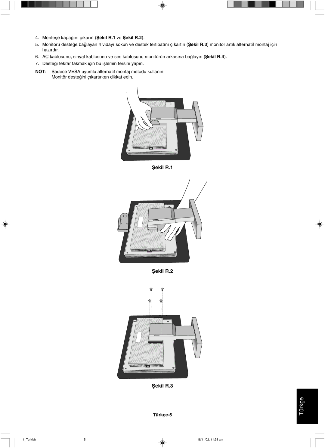 NEC LCD1560NX user manual Ωekil R.1 Ωekil R.2 Ωekil R.3 