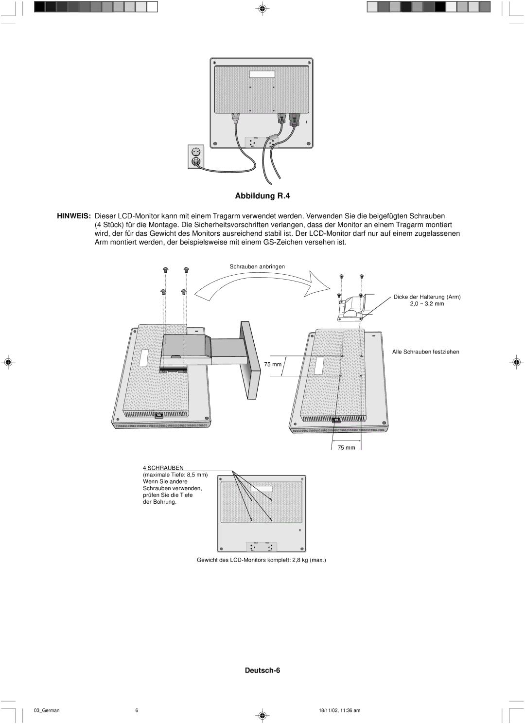 NEC LCD1560NX user manual Abbildung R.4, Deutsch-6 