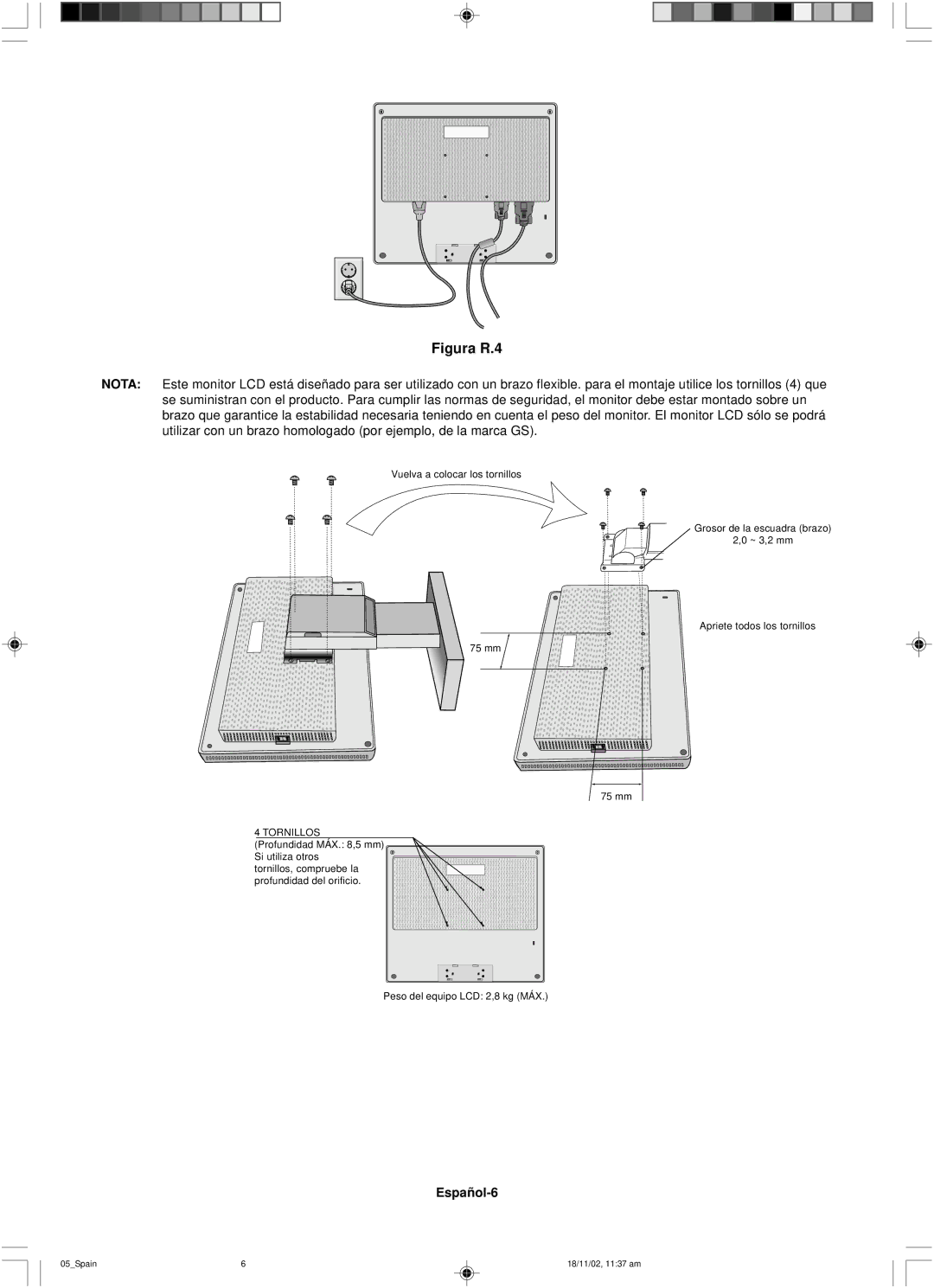 NEC LCD1560NX user manual Figura R.4, Español-6 