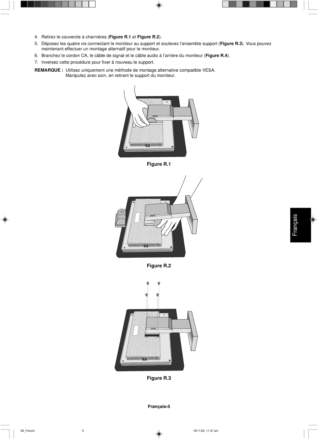 NEC LCD1560NX user manual Figure R.1, Français-5 