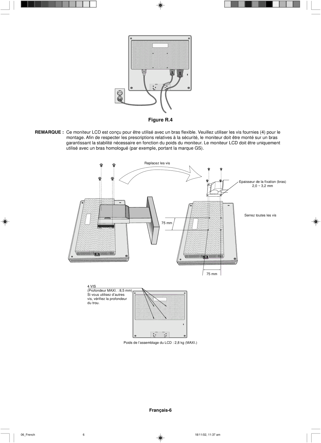 NEC LCD1560NX user manual Français-6, Vis 