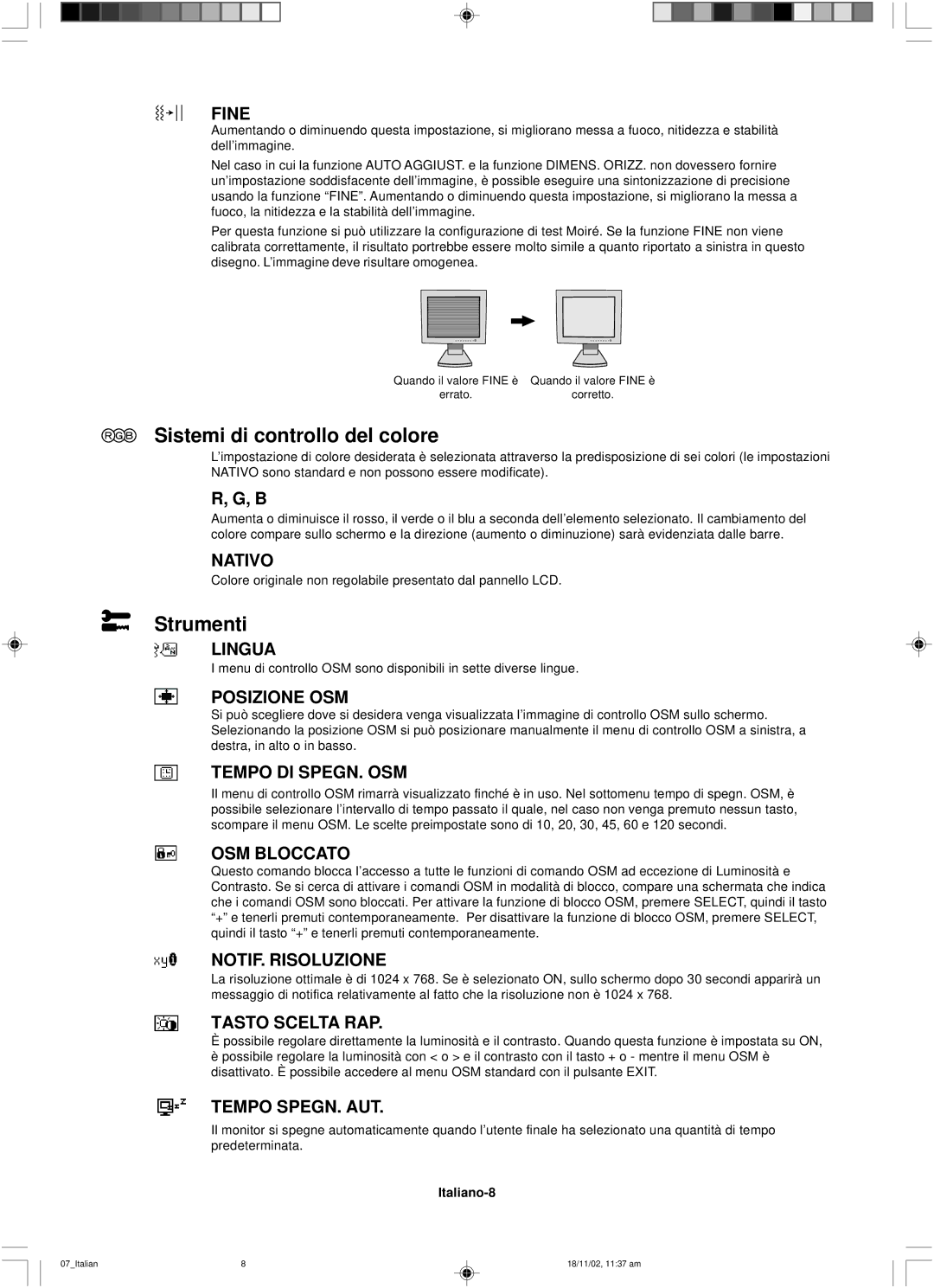 NEC LCD1560NX user manual Sistemi di controllo del colore, Strumenti 