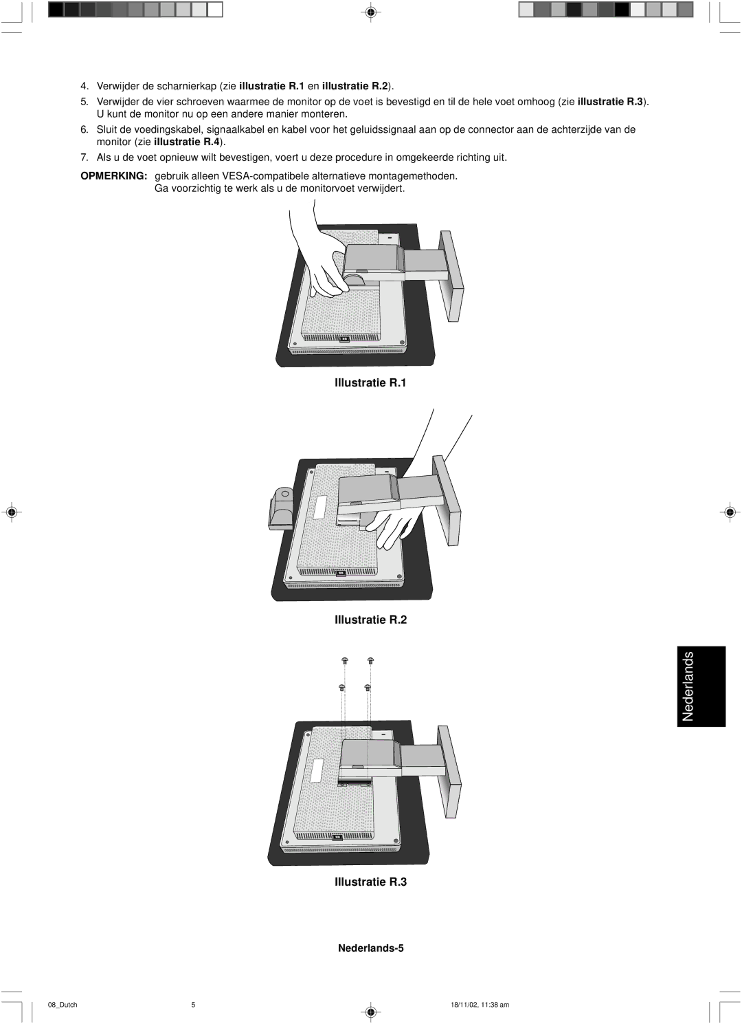 NEC LCD1560NX user manual Nederlands-5 