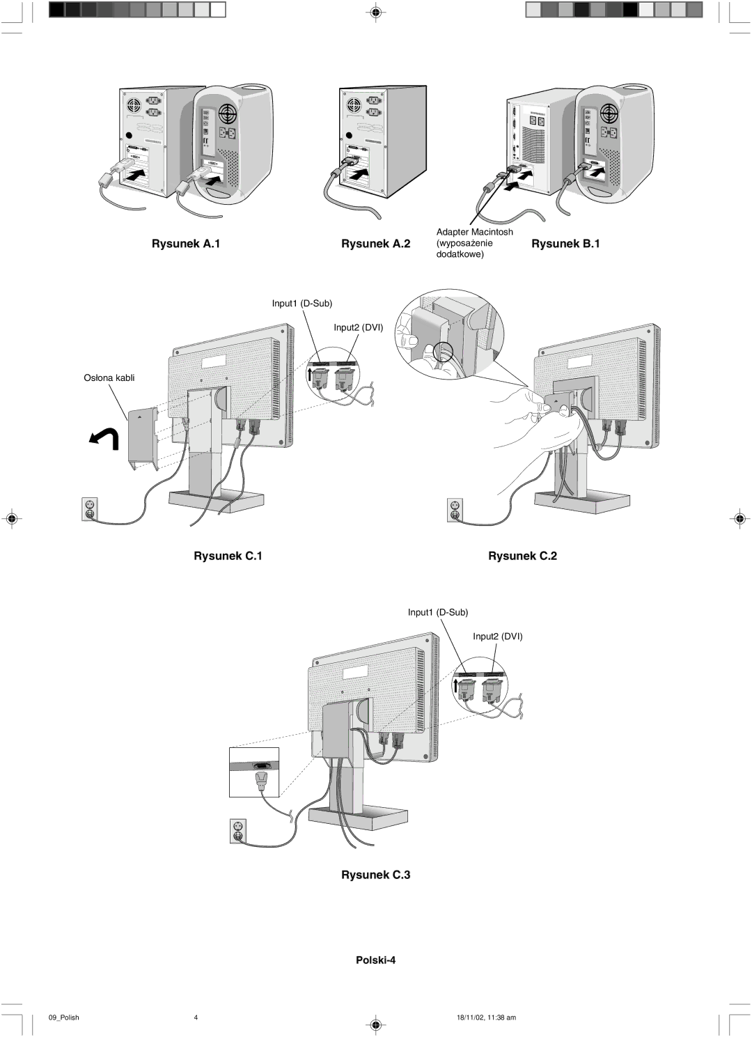 NEC LCD1560NX user manual Rysunek A.1 Rysunek A.2 