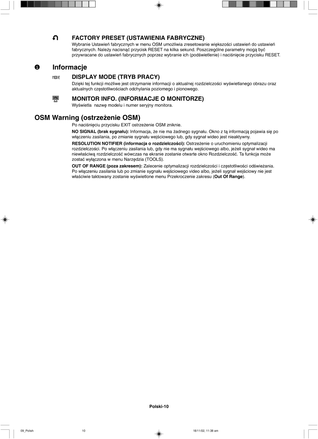 NEC LCD1560NX user manual Informacje 