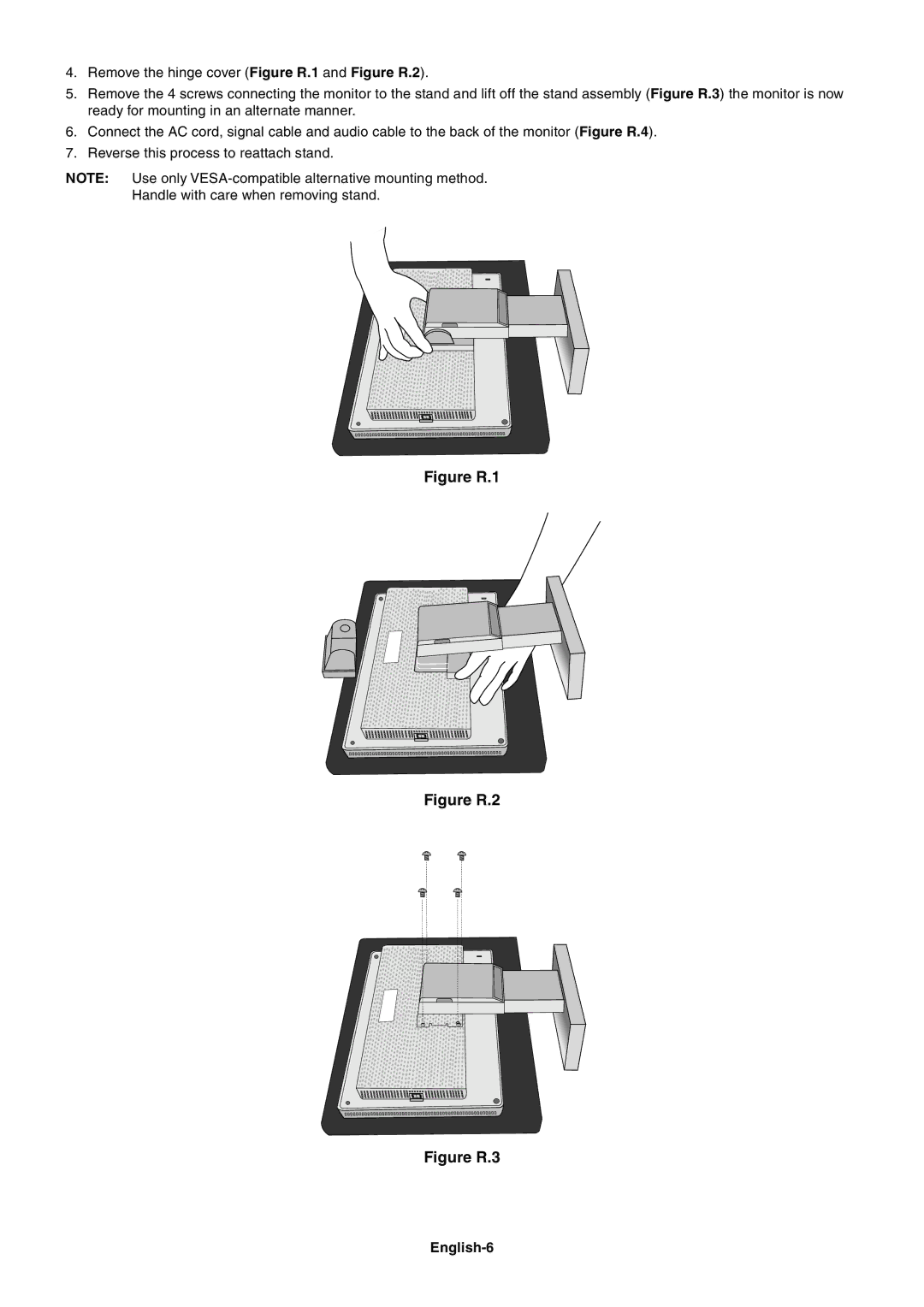 NEC LCD1560NX user manual Figure R.1, English-6 