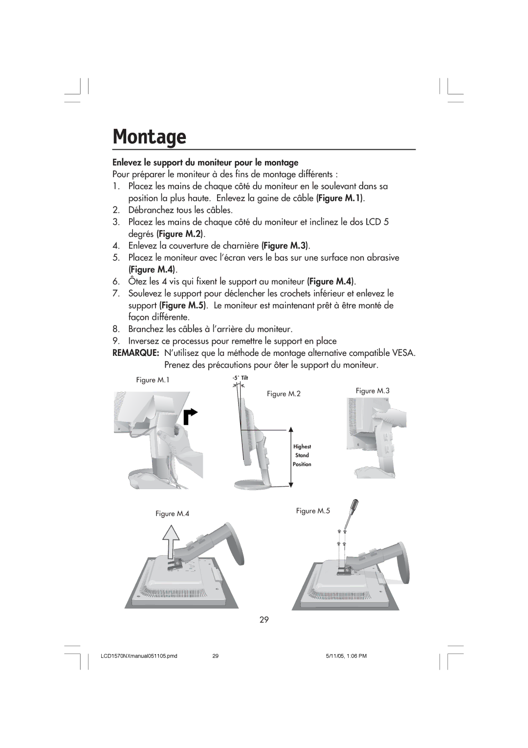 NEC LCD1570NX user manual Montage, Figure M.1 