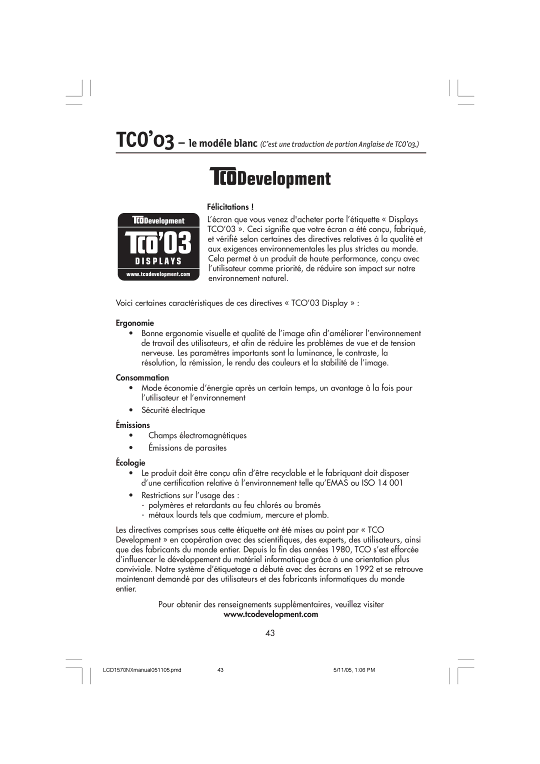 NEC user manual LCD1570NXmanual051105.pmd 11/05, 106 PM 