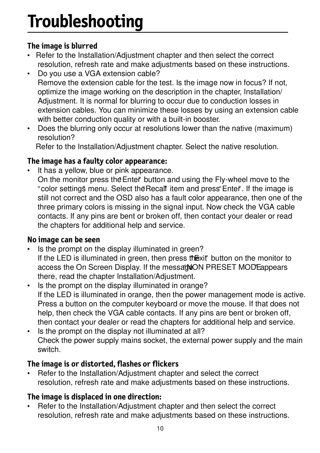 NEC LCD1700M user manual Troubleshooting, Image is blurred 