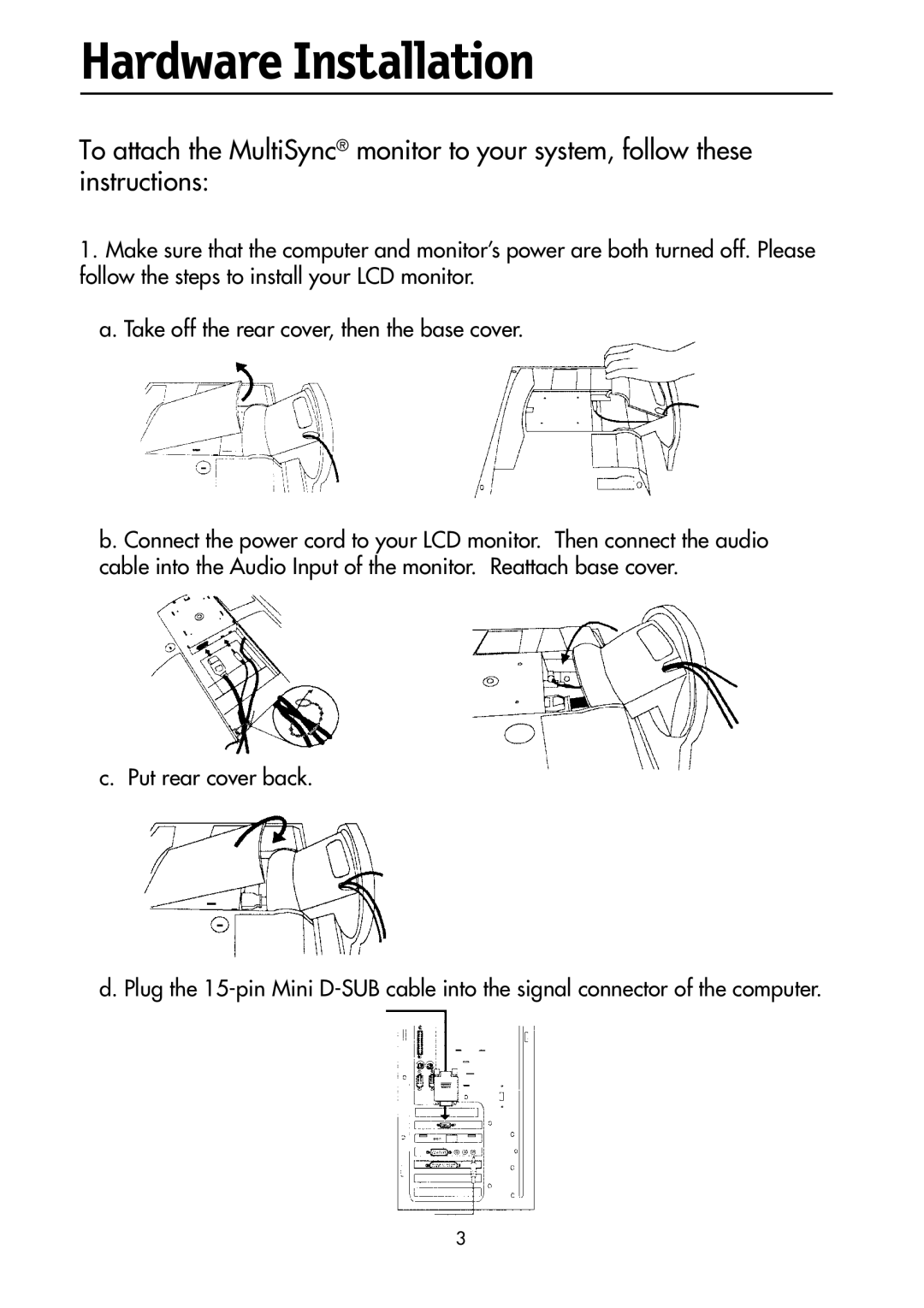 NEC LCD1700M user manual Hardware Installation 