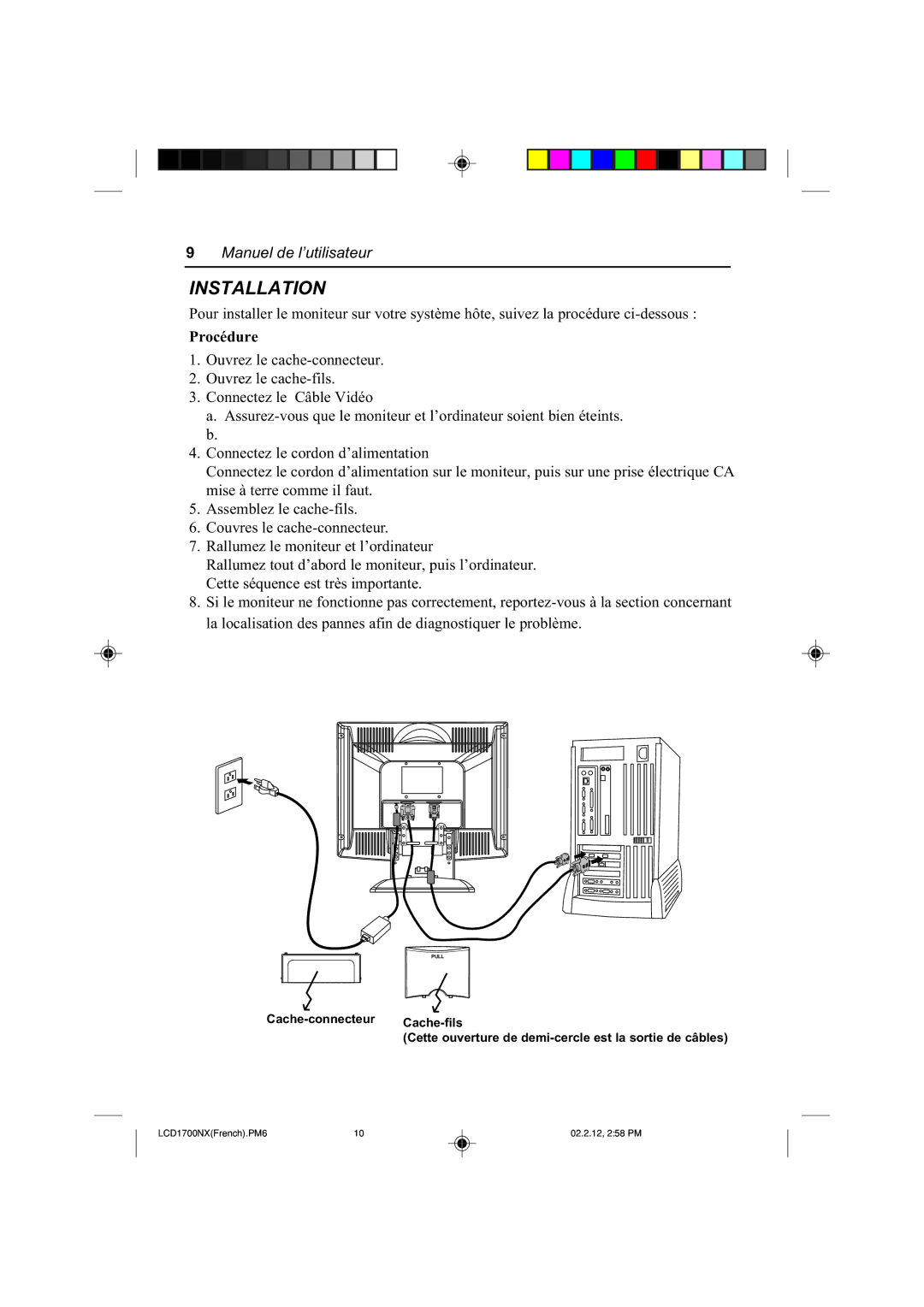 NEC LCD1700NX manual Installation, Procédure 