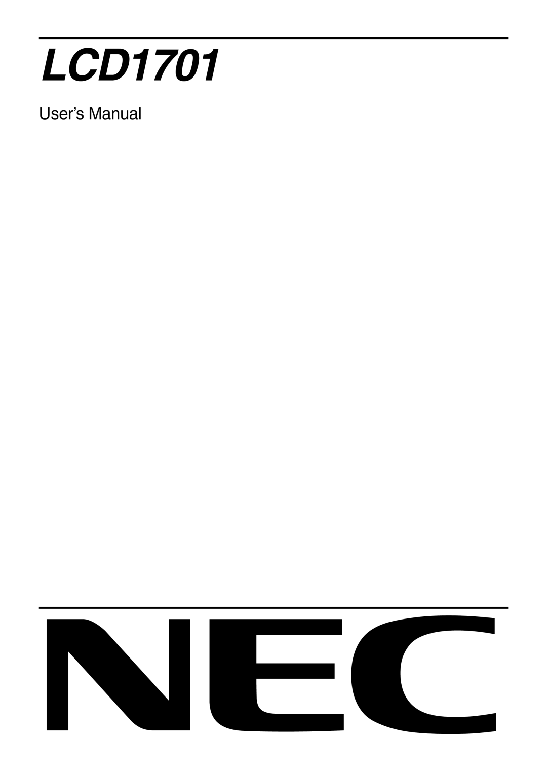 NEC LCD1701 user manual 