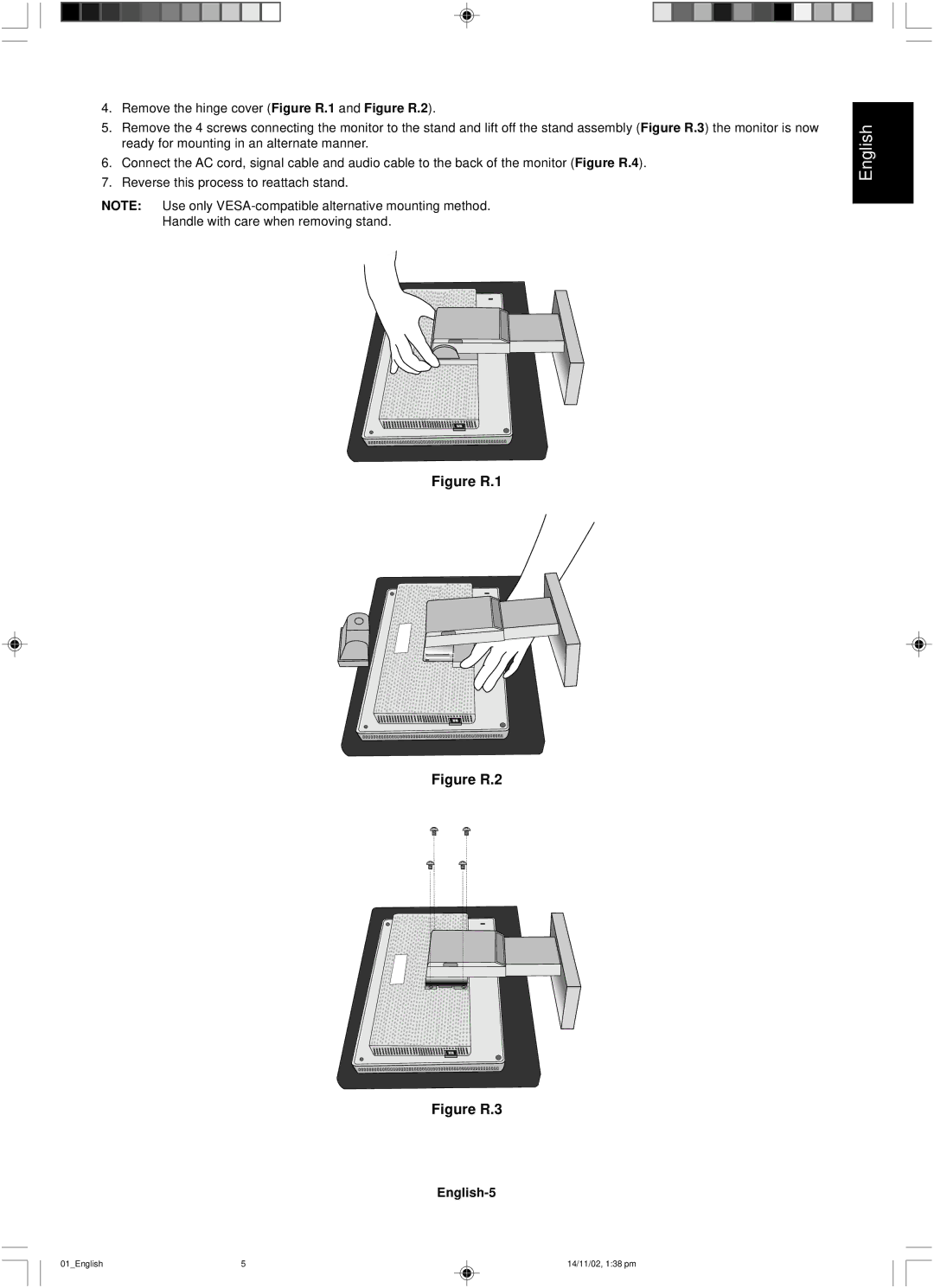 NEC LCD1760NX user manual Figure R.1, English-5 