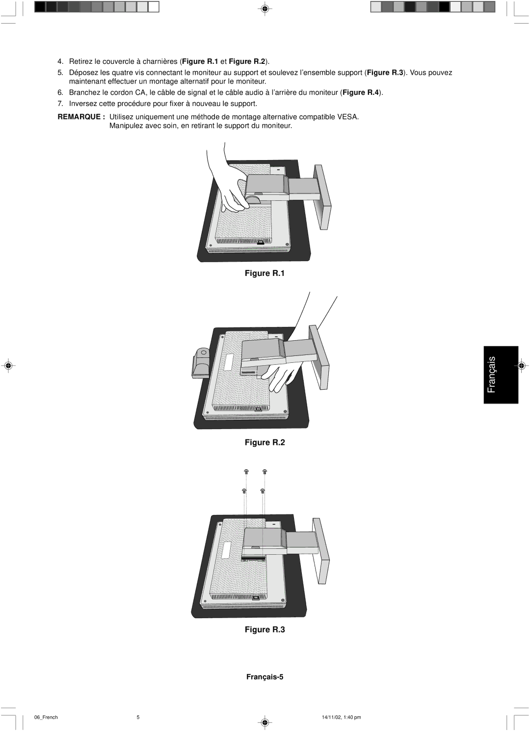 NEC LCD1760NX user manual Figure R.1, Français-5 