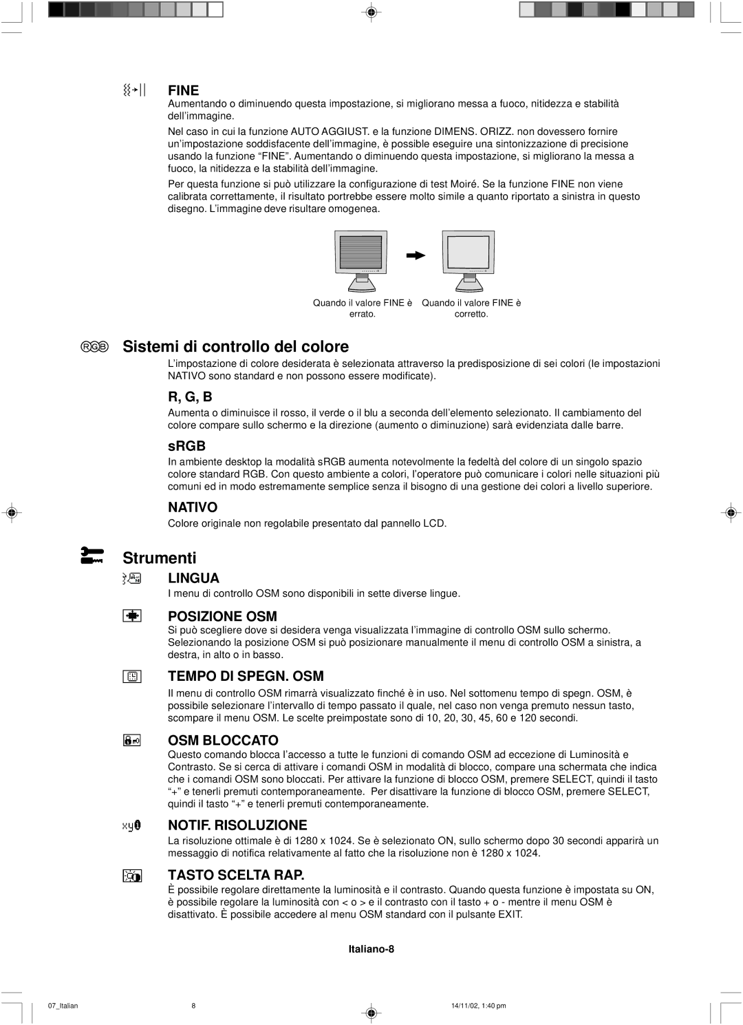 NEC LCD1760NX user manual Sistemi di controllo del colore, Strumenti 