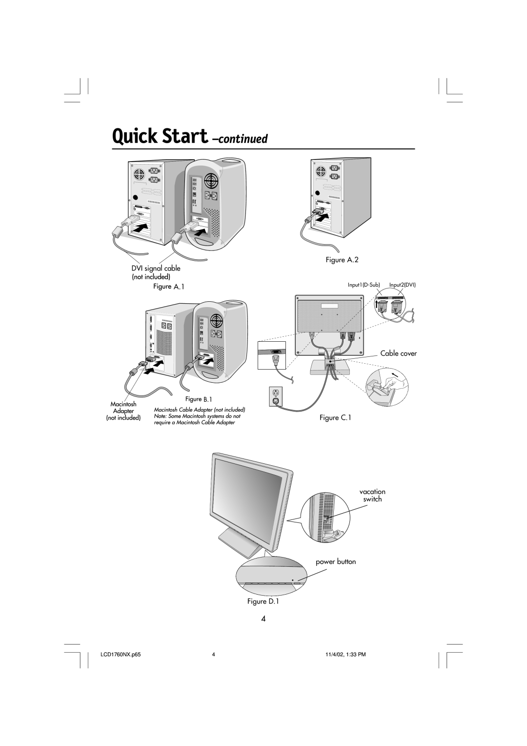 NEC LCD1760NX manual Figure D.1 