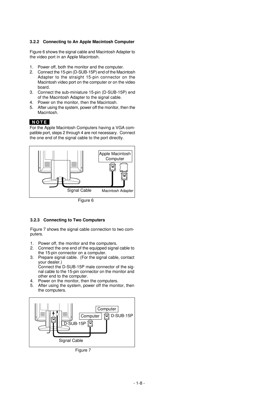 NEC LCD1800TM manual Connecting to An Apple Macintosh Computer, Connecting to Two Computers 