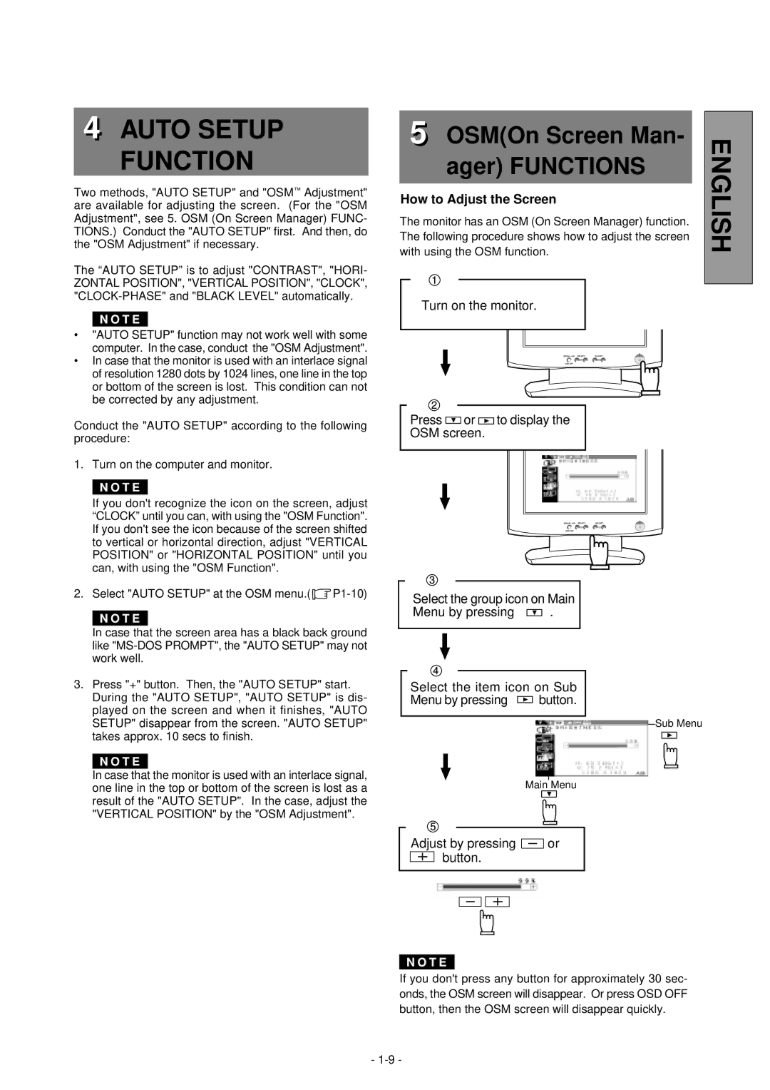 NEC LCD1800TM manual Auto Setup Function, Ager Functions 