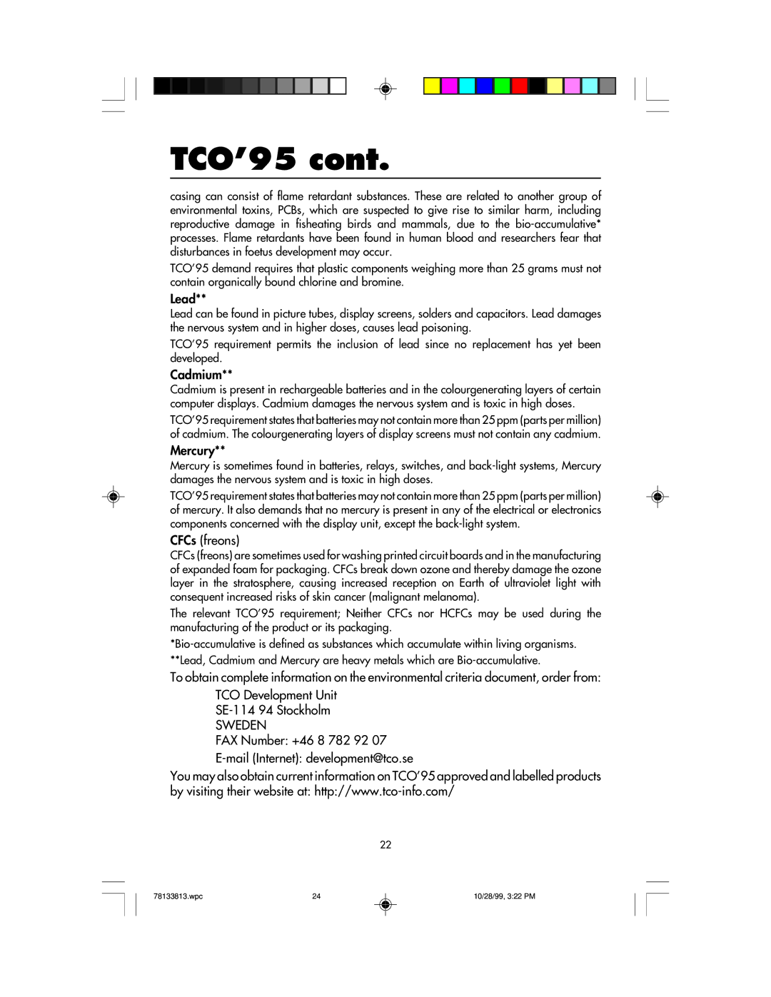 NEC LCD1810 user manual Sweden 