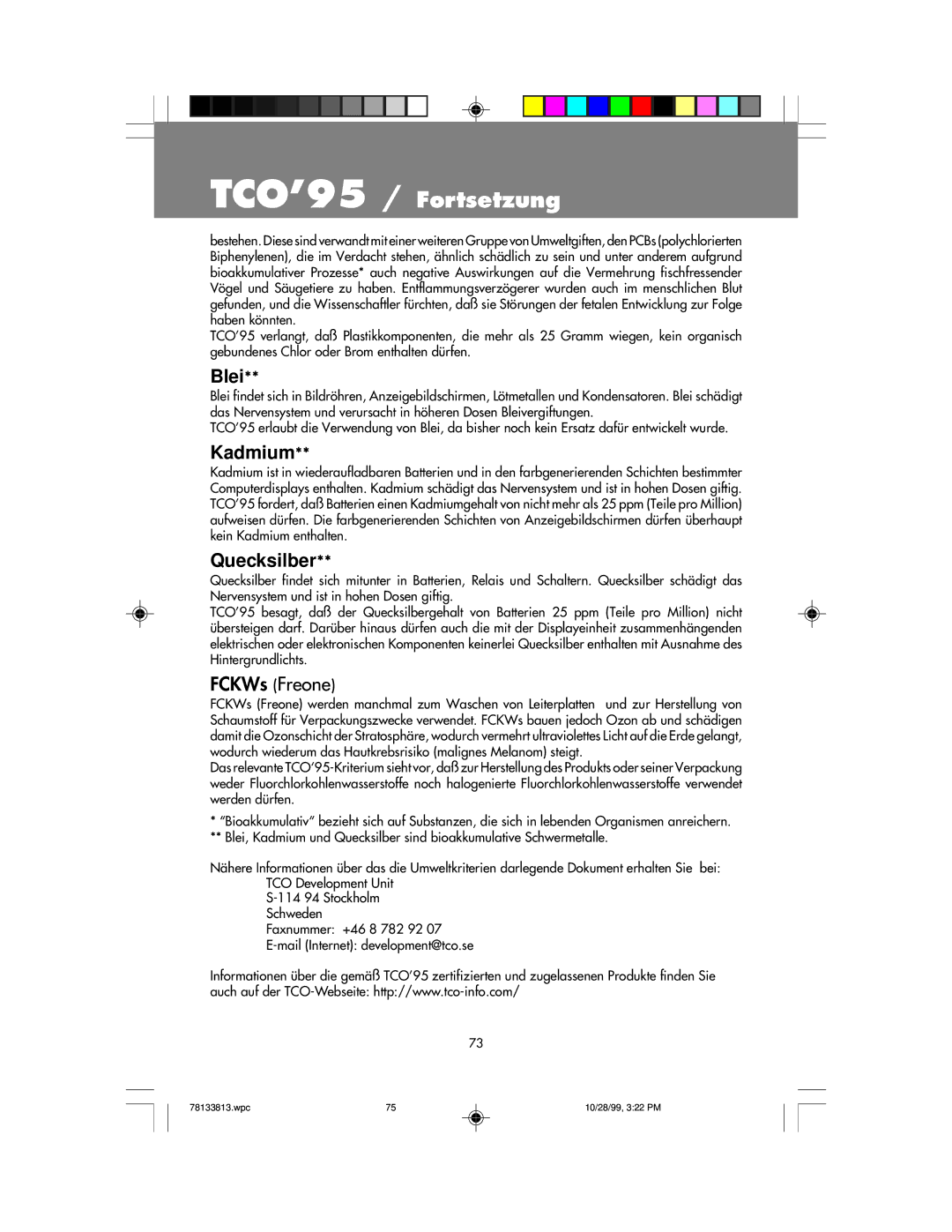 NEC LCD1810 user manual TCO’95 / Fortsetzung 