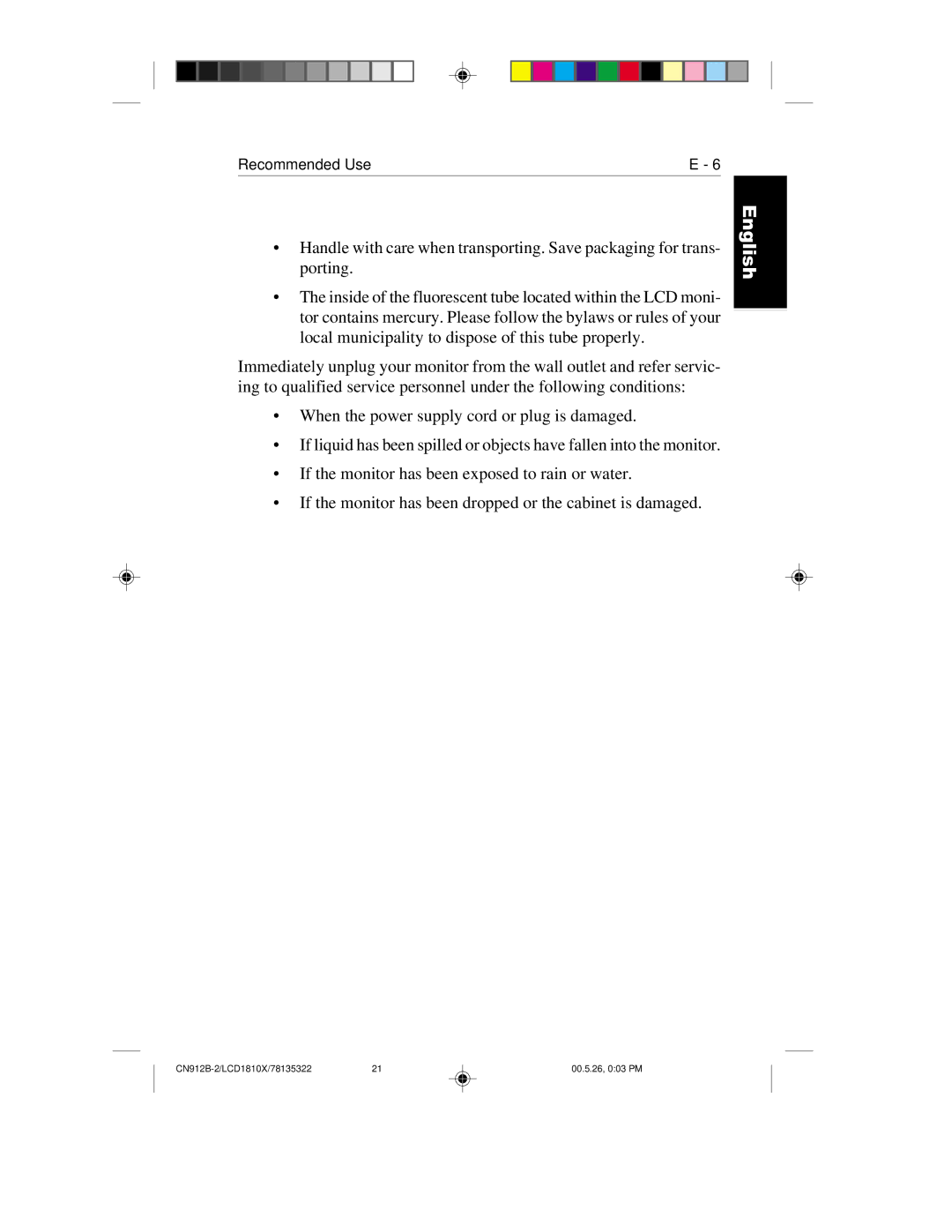 NEC LCD1810X user manual English Deutsch Français Español Italiano Appendix 