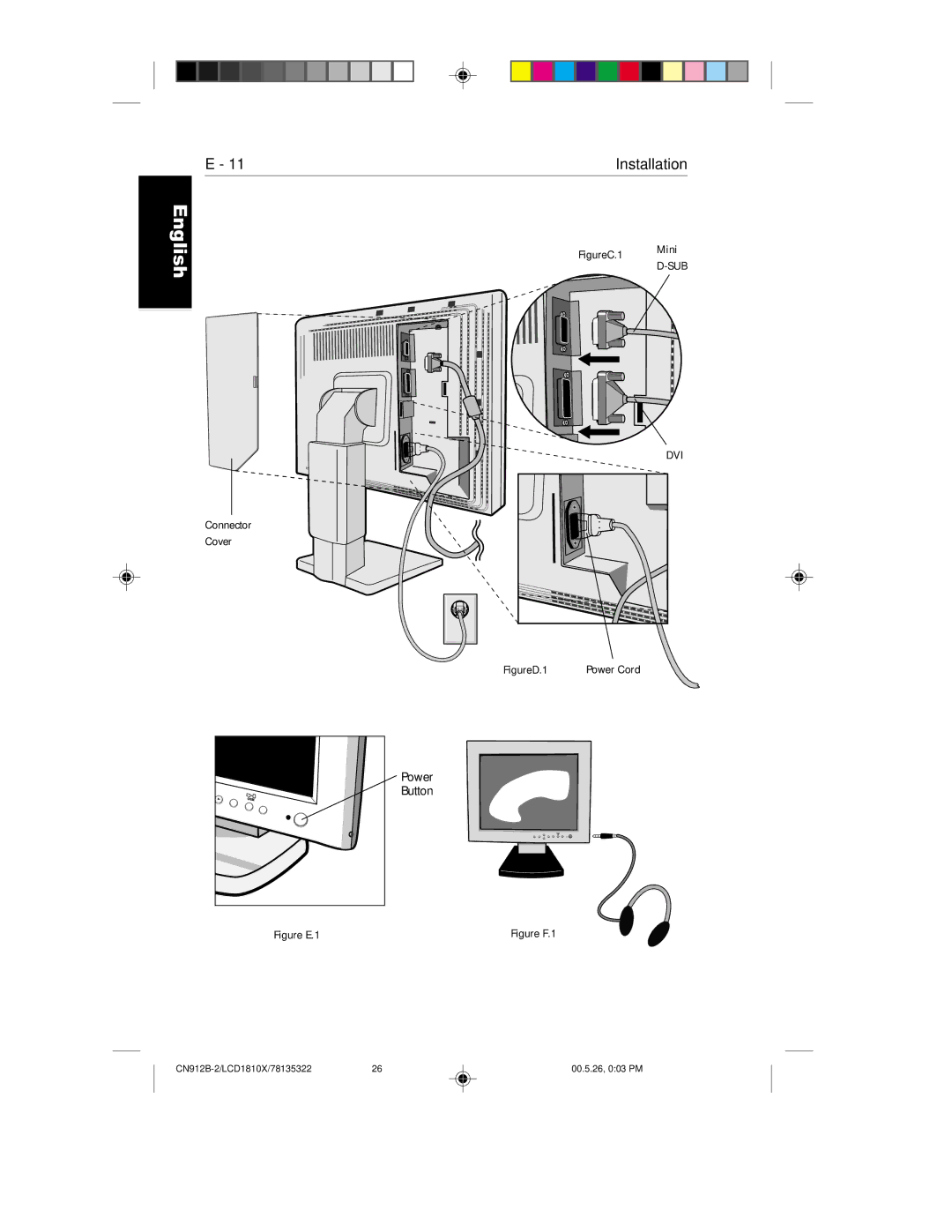 NEC LCD1810X user manual Power Button 