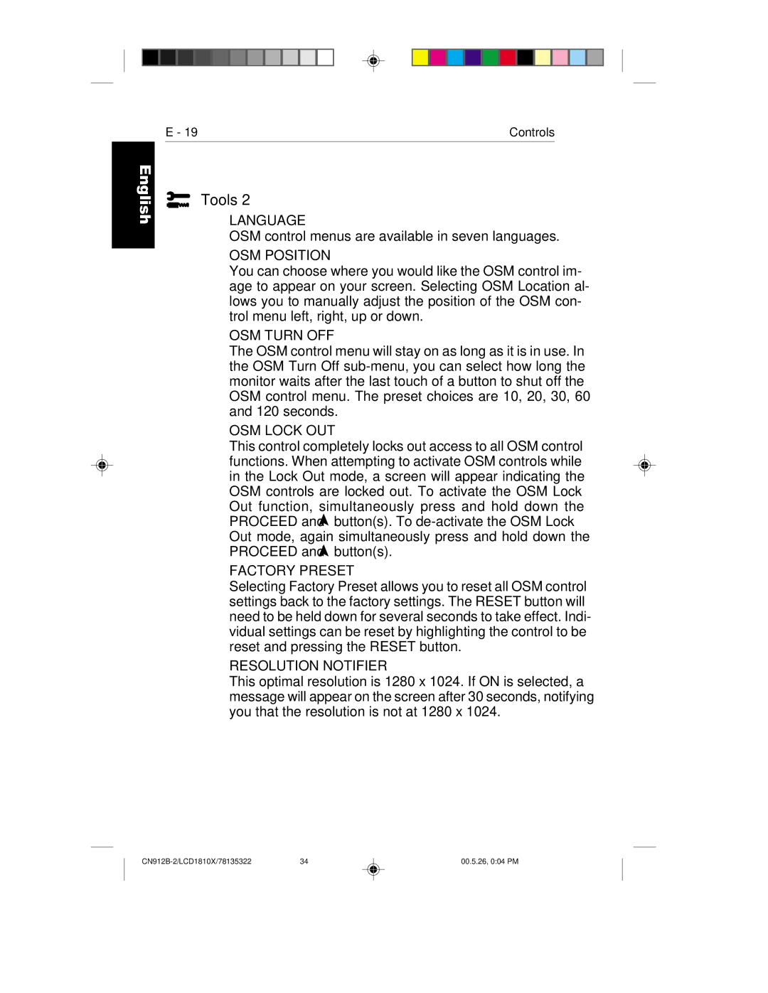 NEC LCD1810X user manual Language 