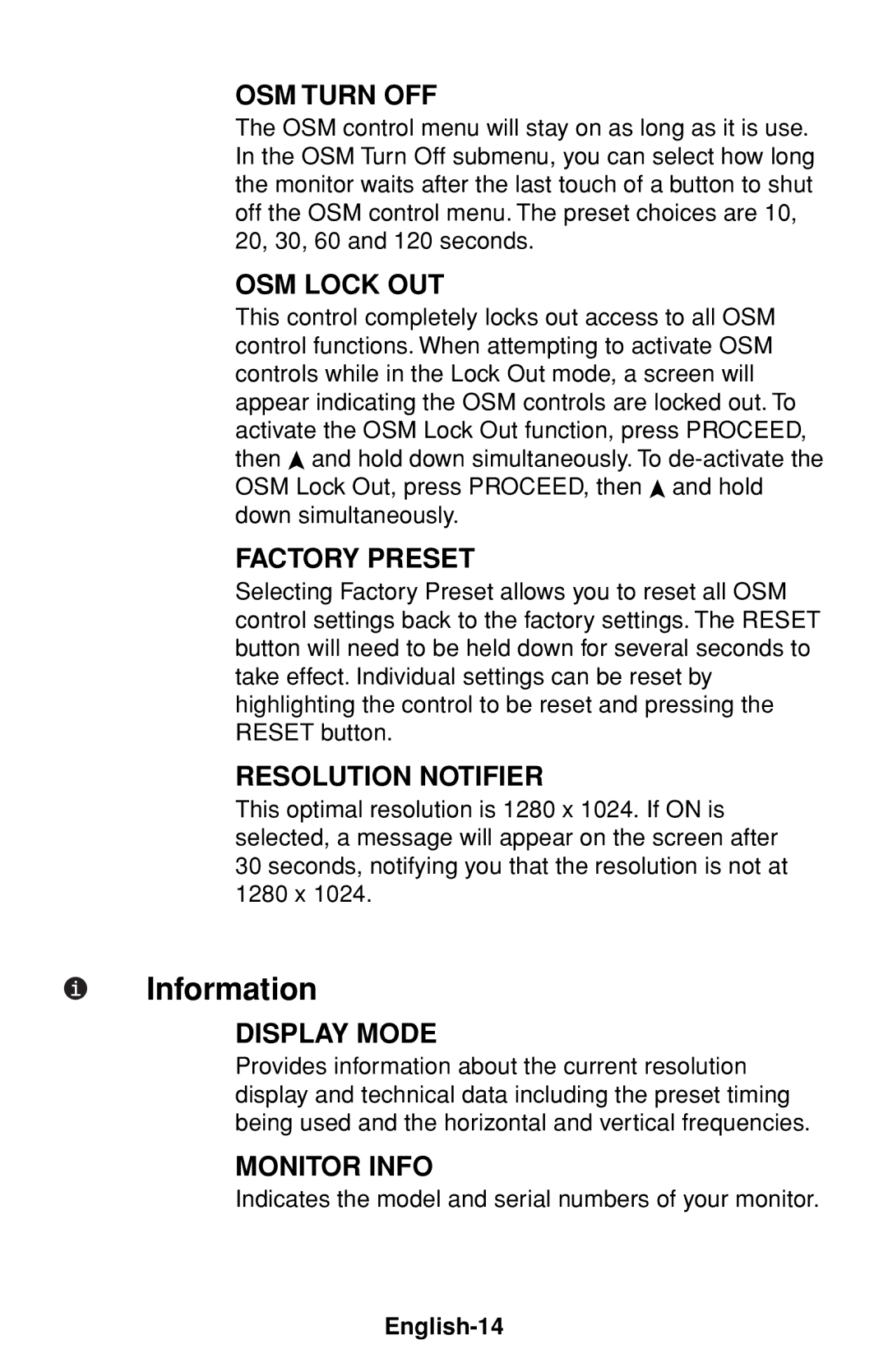 NEC LCD1830 user manual Information, English-14 