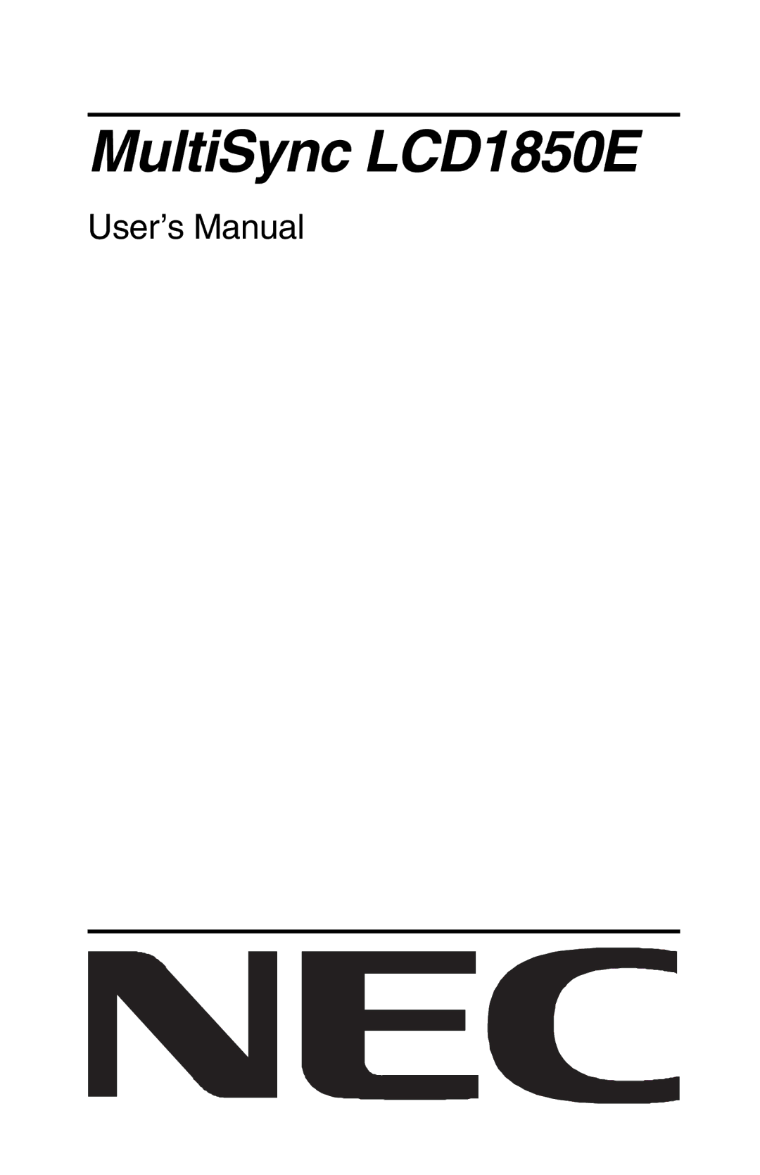 NEC user manual MultiSync LCD1850E 