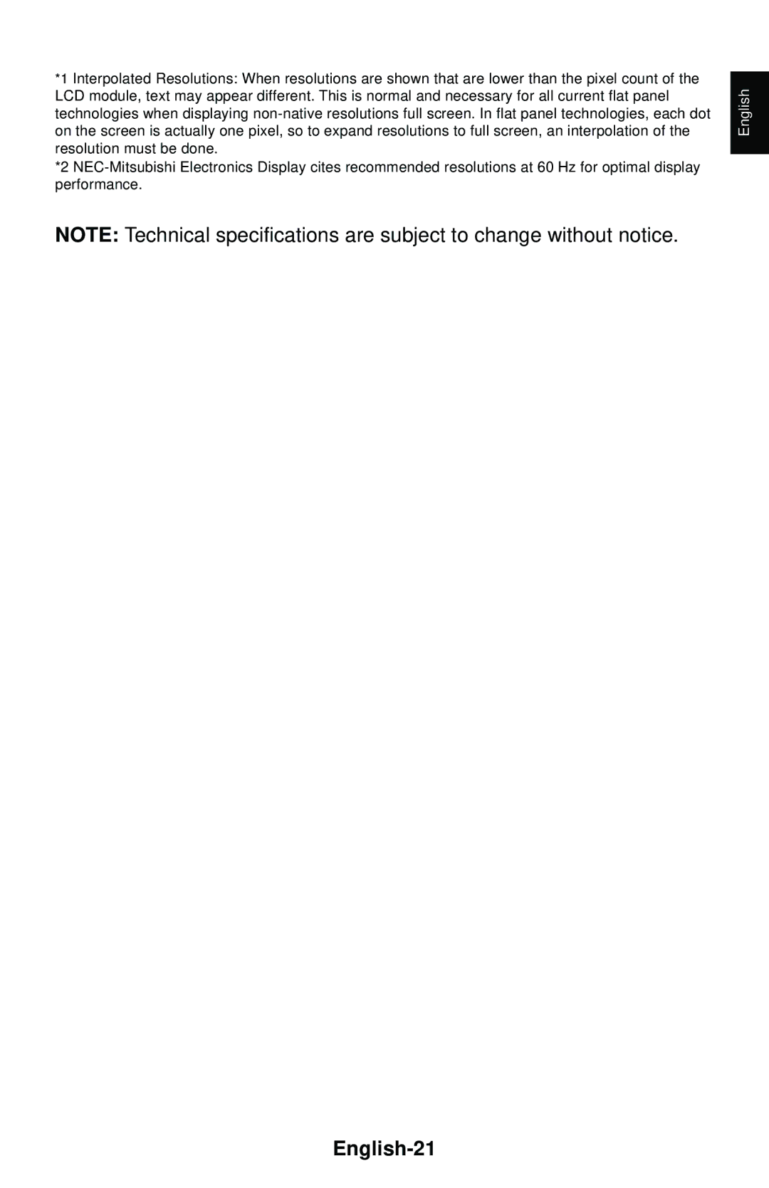 NEC LCD1850E user manual English-21 