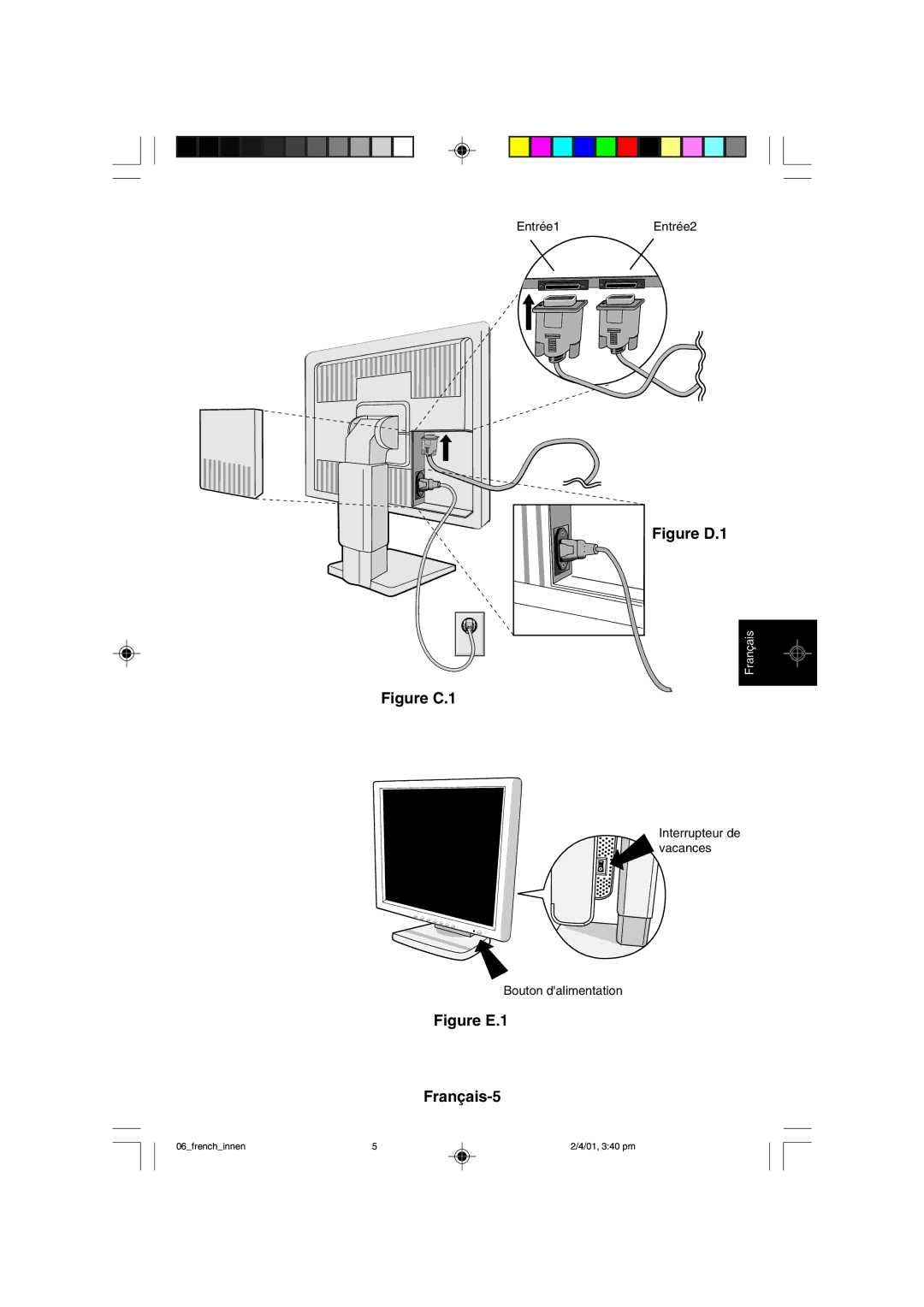 NEC LCD1850X user manual Figure E.1 Français-5 