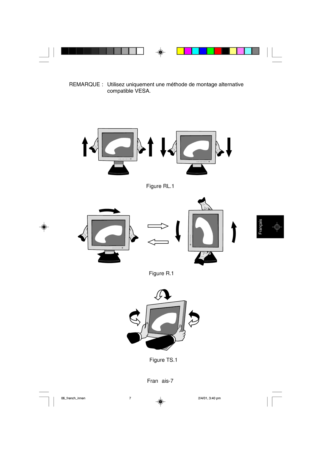 NEC LCD1850X user manual Figure TS.1 Français-7 