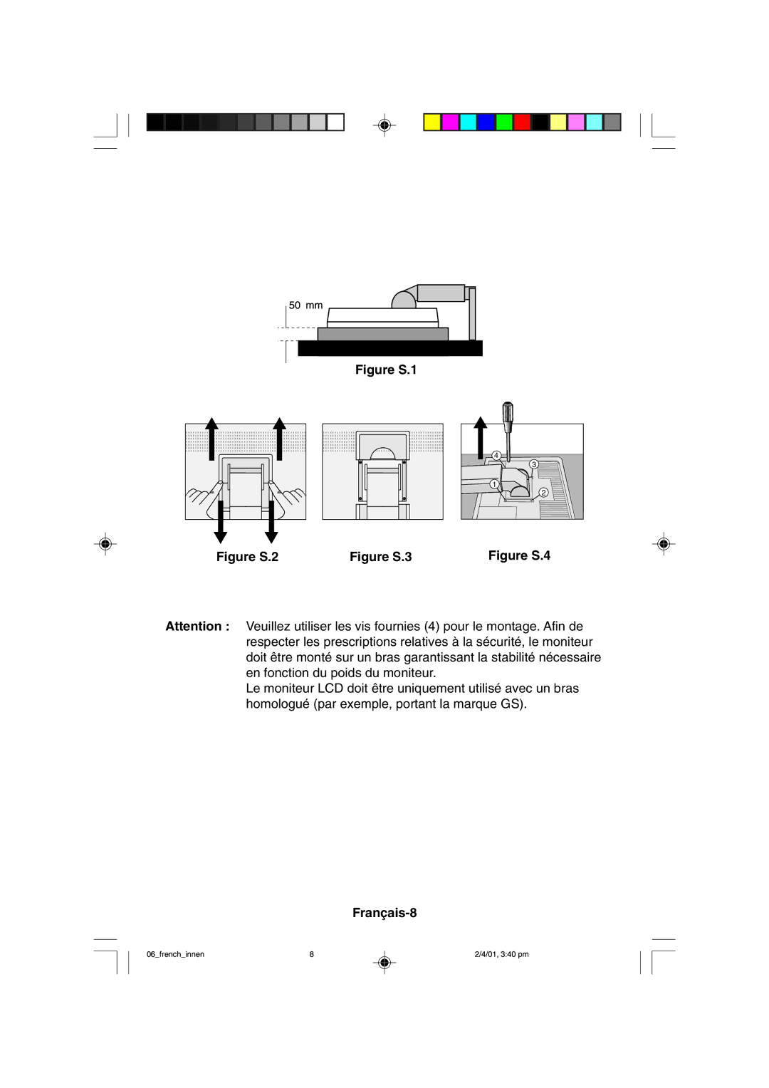 NEC LCD1850X user manual Français-8, Figure S.4 