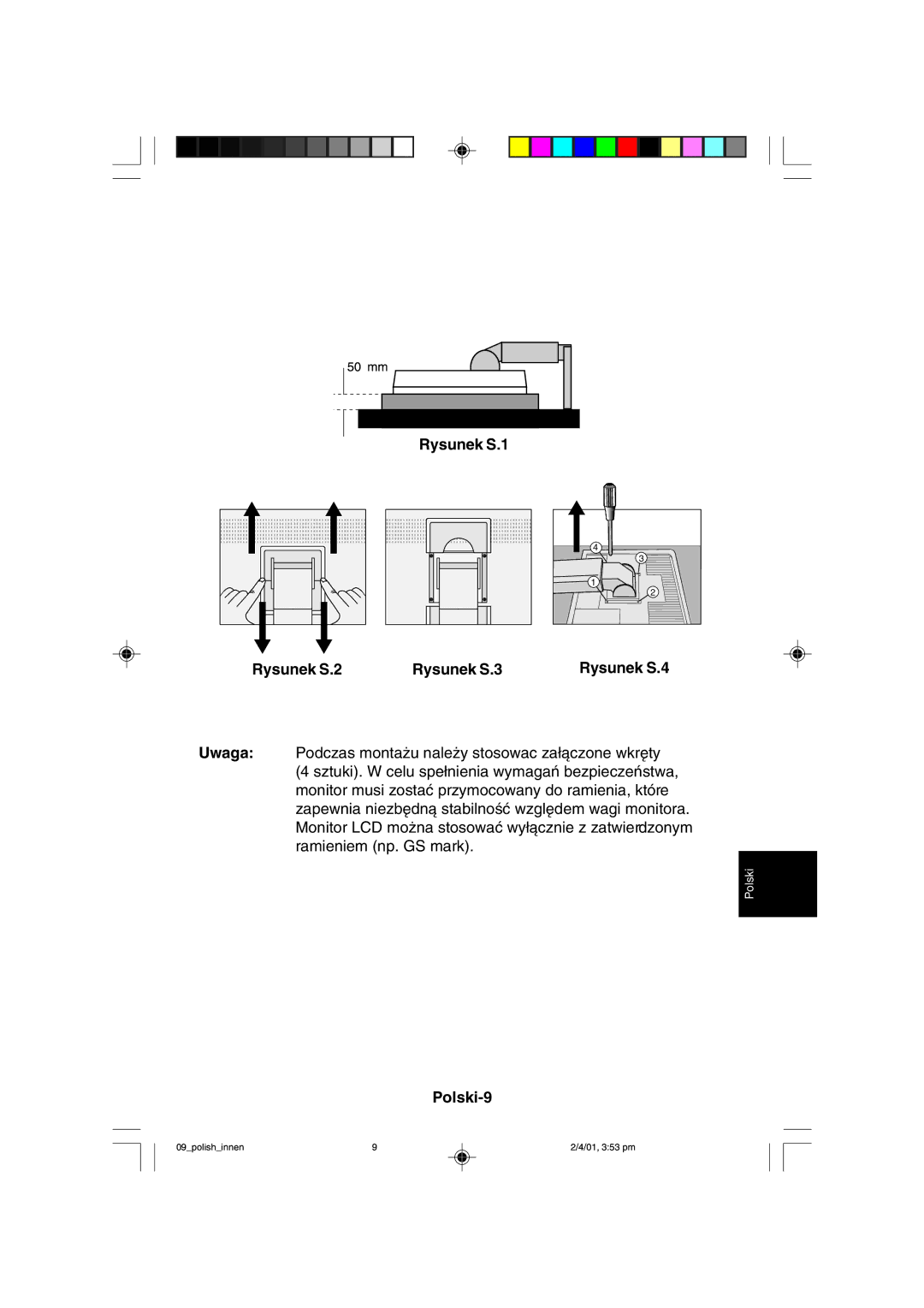 NEC LCD1850X user manual Polski-9 