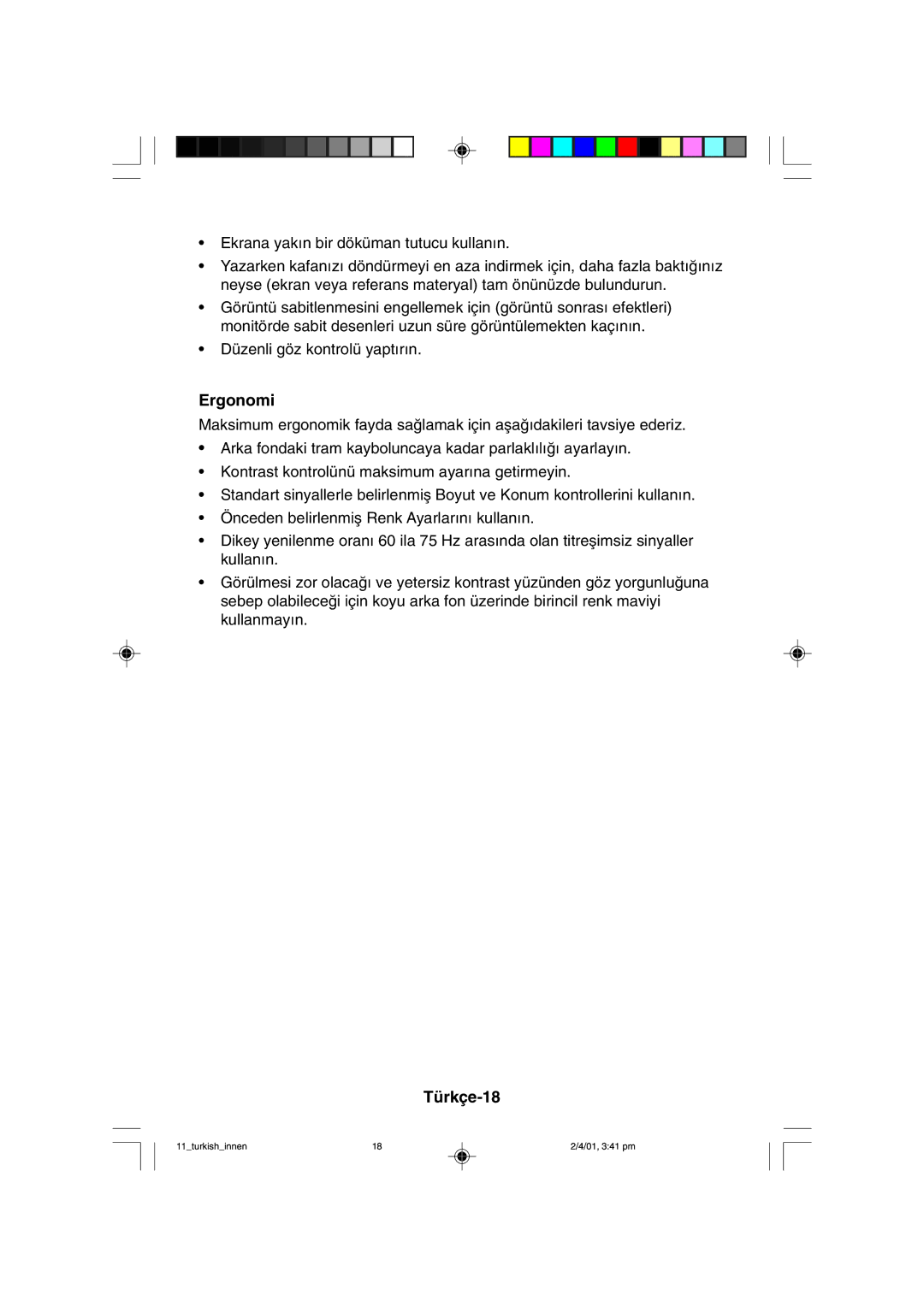 NEC LCD1850X user manual Türkçe-18 