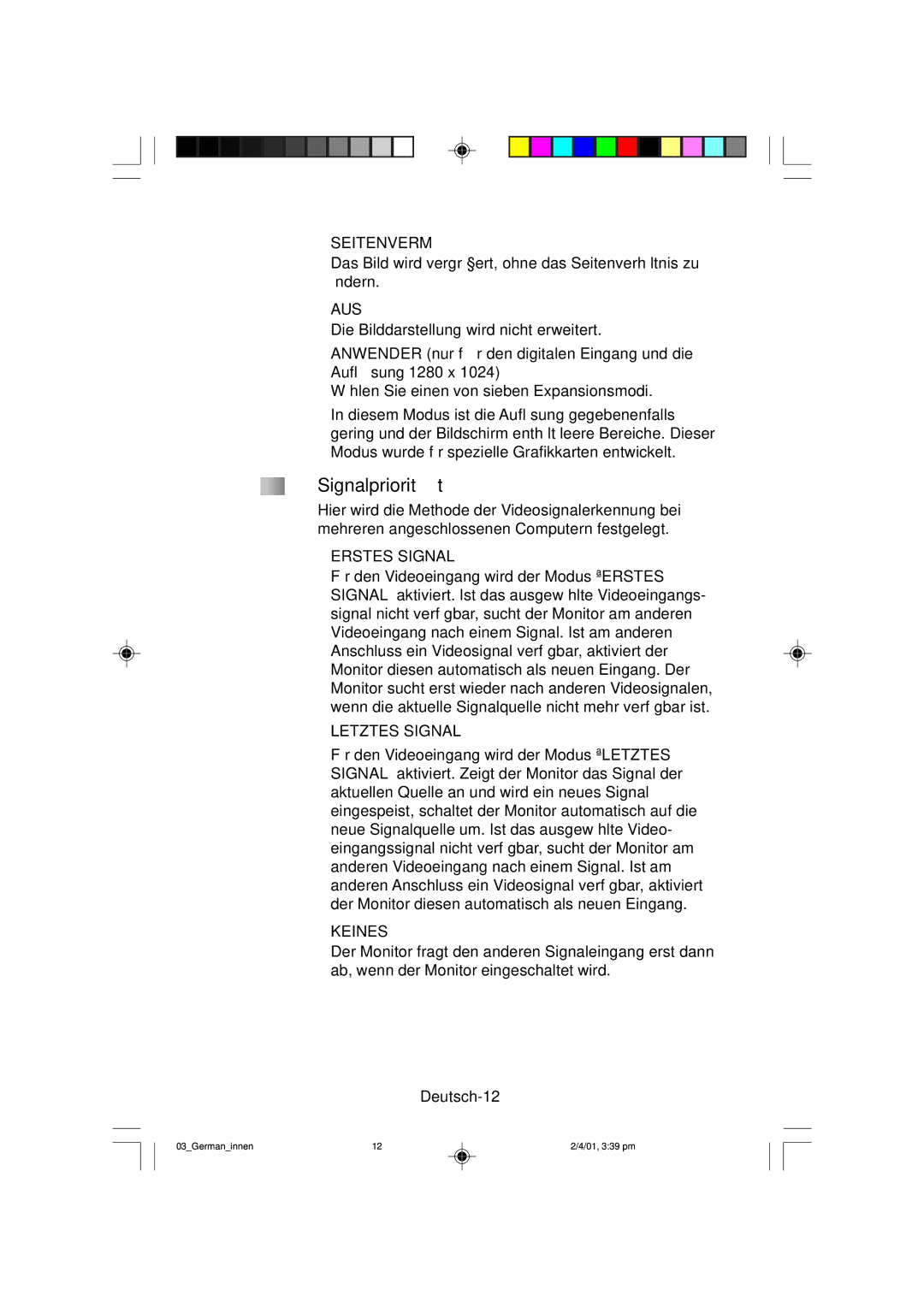 NEC LCD1850X user manual Aus, Deutsch-12 