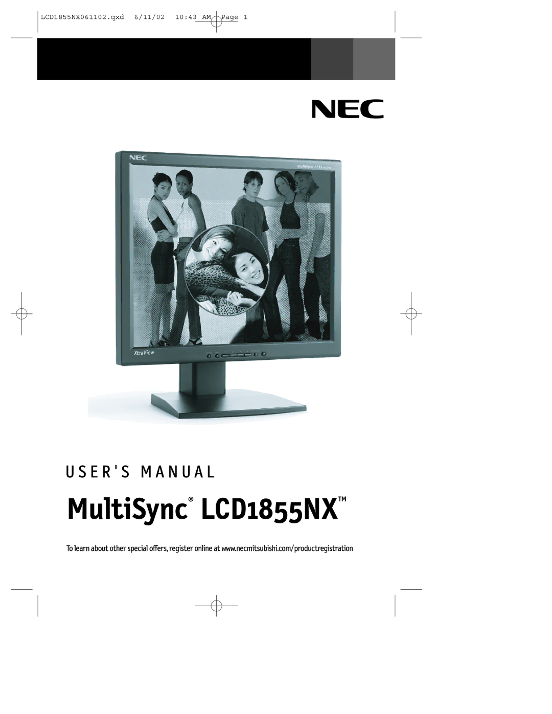 NEC manual MultiSync LCD1855NXTM 