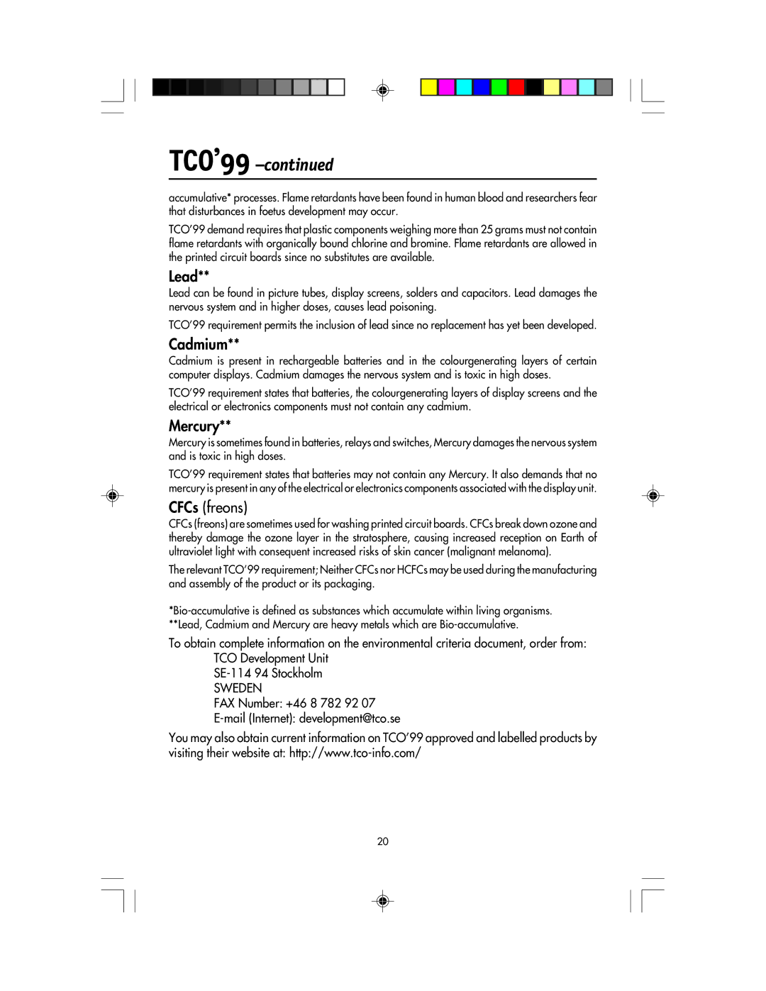 NEC LCD1920NX manual TCO’99 