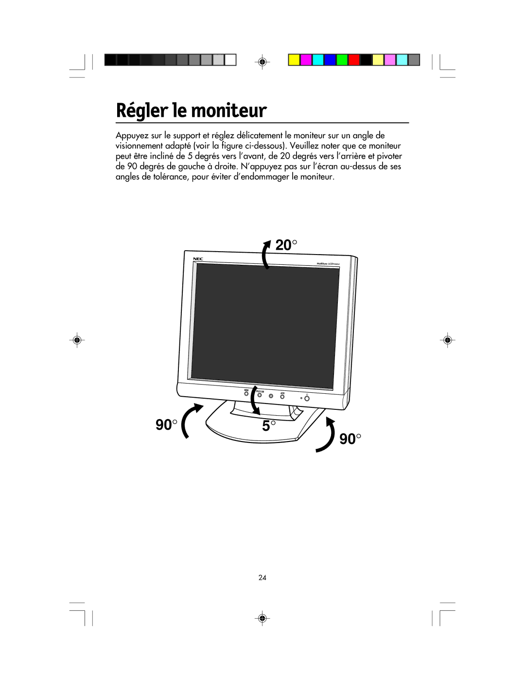 NEC LCD1920NX manual Régler le moniteur 