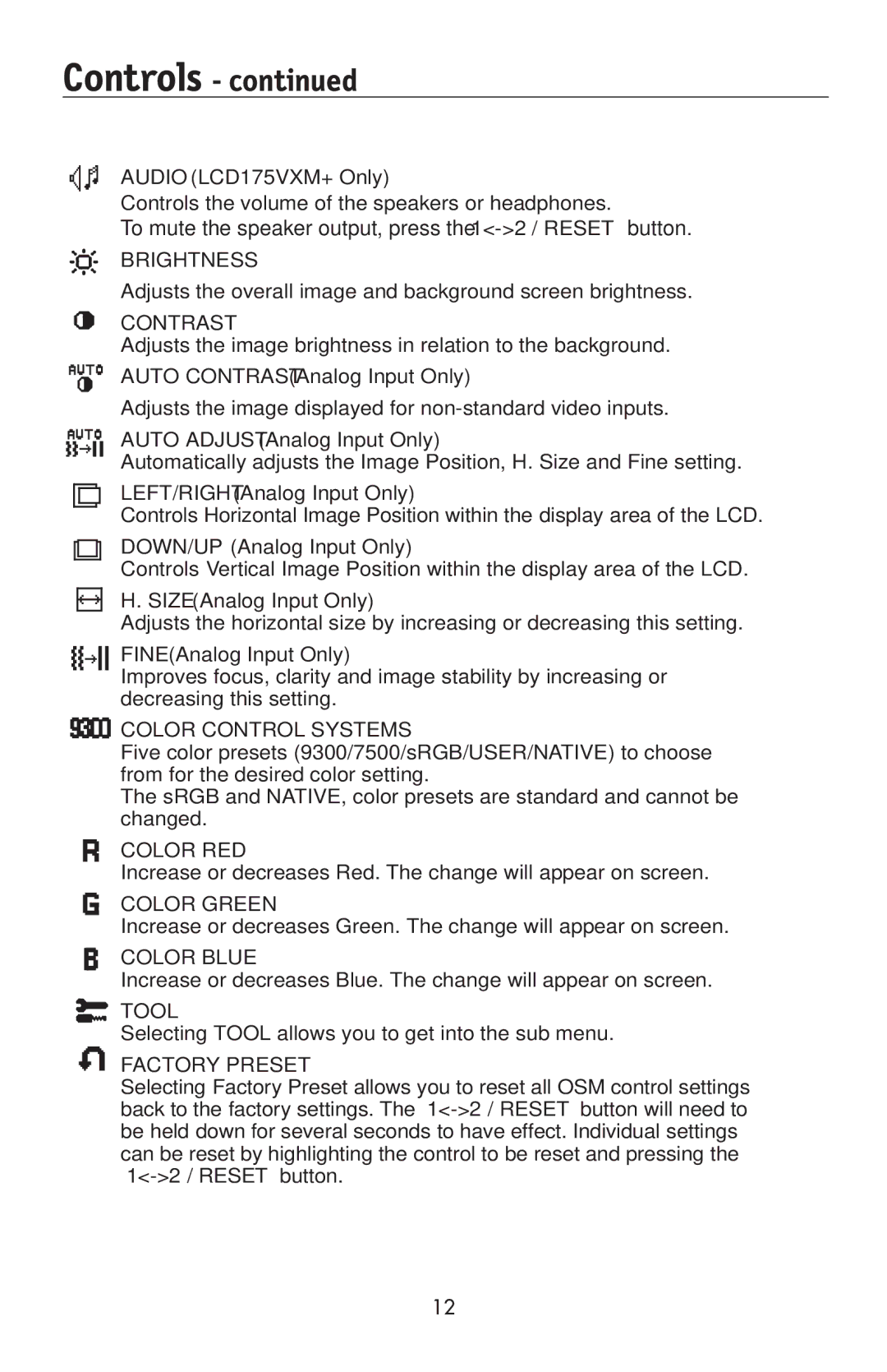 NEC LCD195NXM user manual Controls 