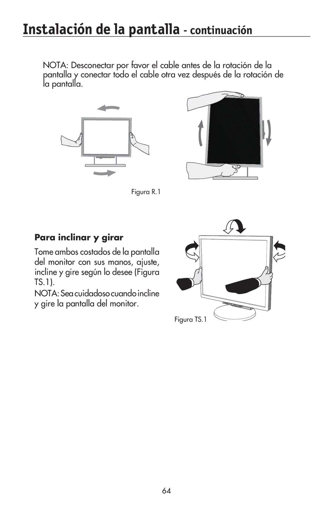 NEC LCD195NXM user manual Para inclinar y girar, Figura R.1 