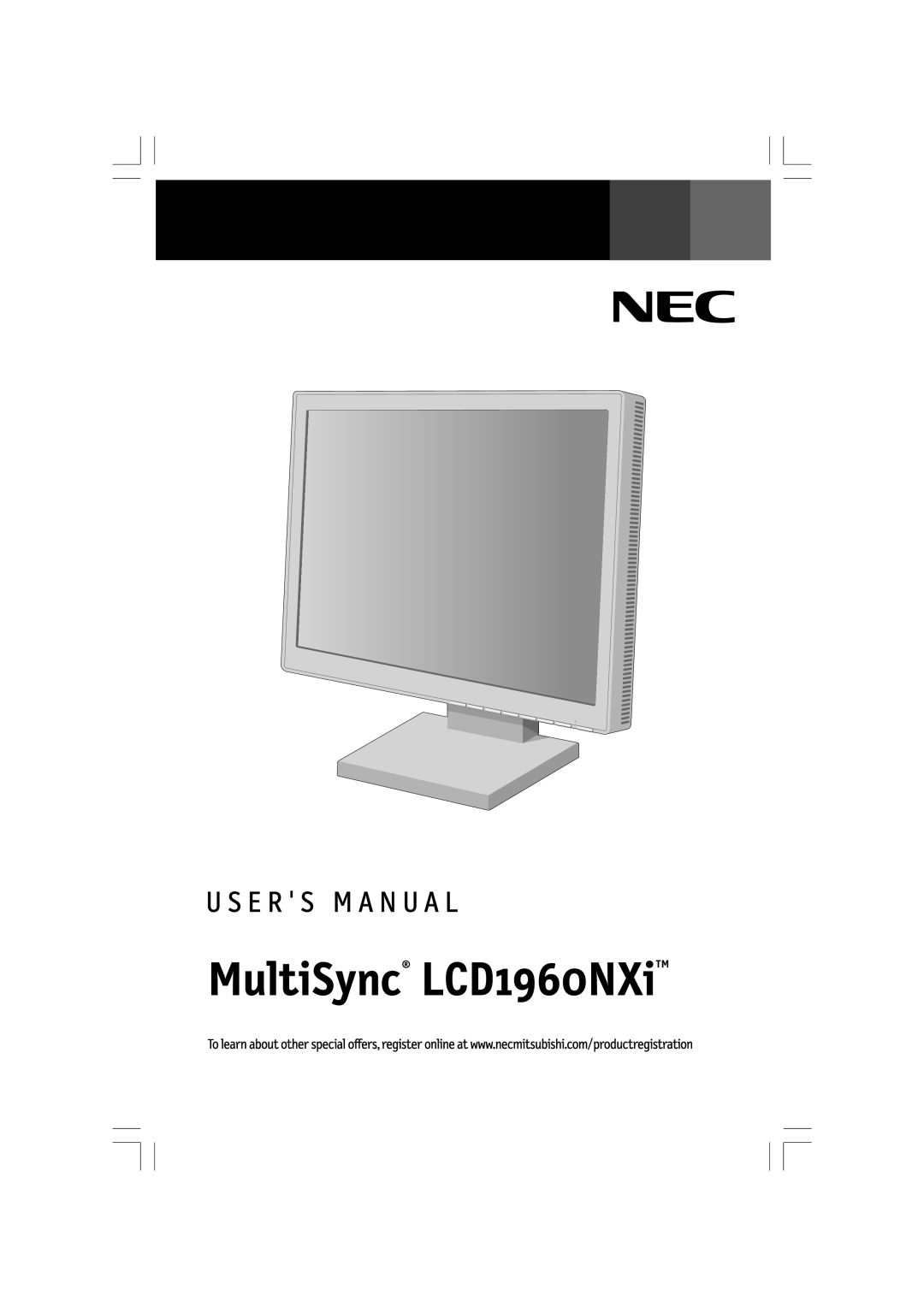 NEC LCD1960NXI manual MultiSync LCD1960NXiTM 