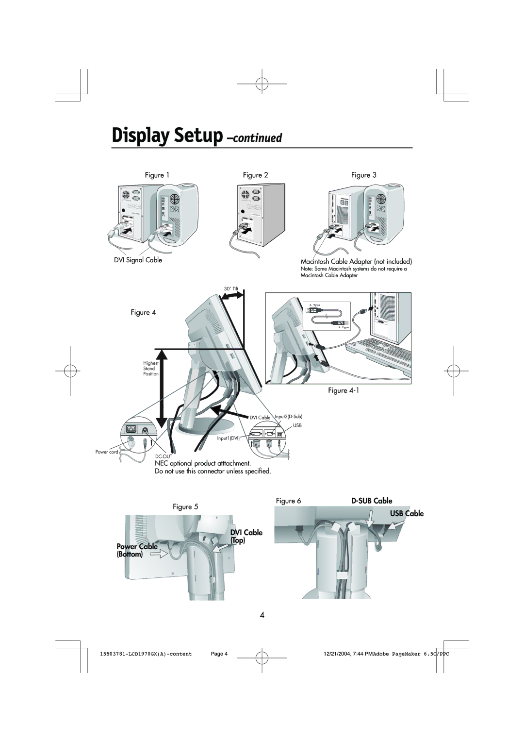 NEC LCD1970GX user manual SUB Cable 