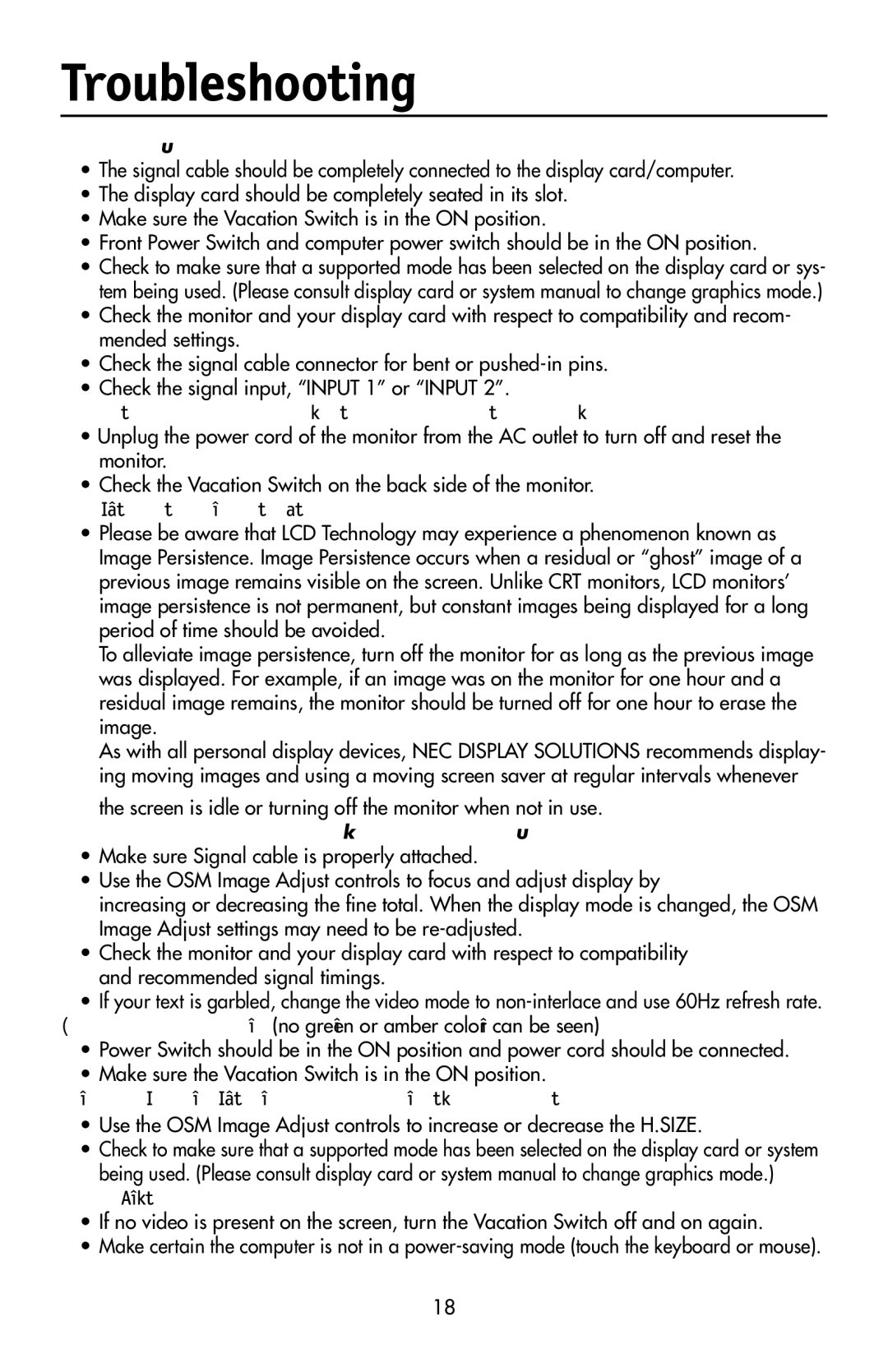 NEC LCD1970V user manual Troubleshooting, No picture 