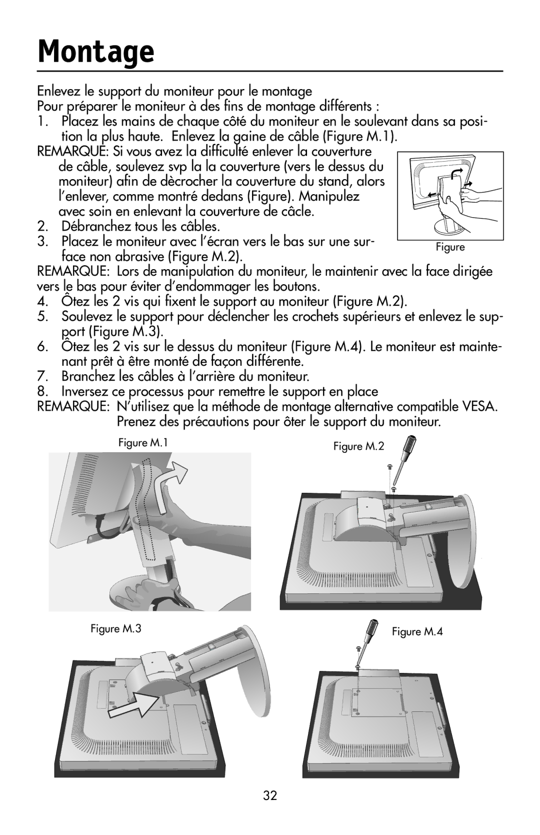 NEC LCD1970V user manual Montage, Figure M.4 