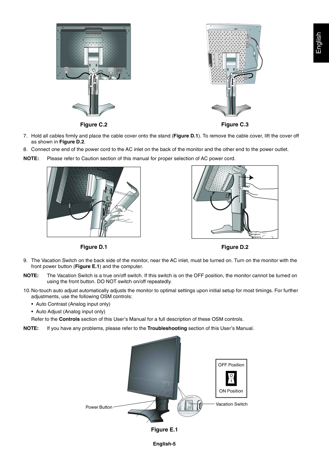 NEC LCD1990FXp user manual English, Figure C.2, Figure C.3, Figure D.1, Figure D.2, Figure E.1 