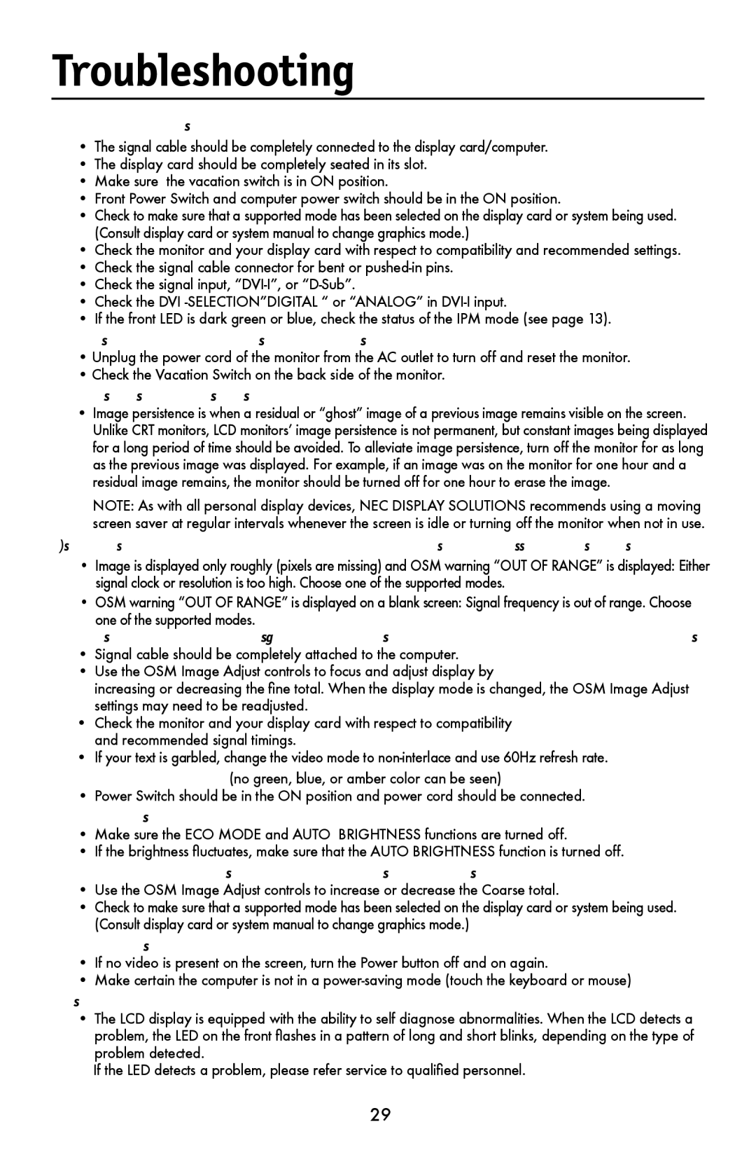 NEC LCD1990FXp user manual Troubleshooting, No picture 