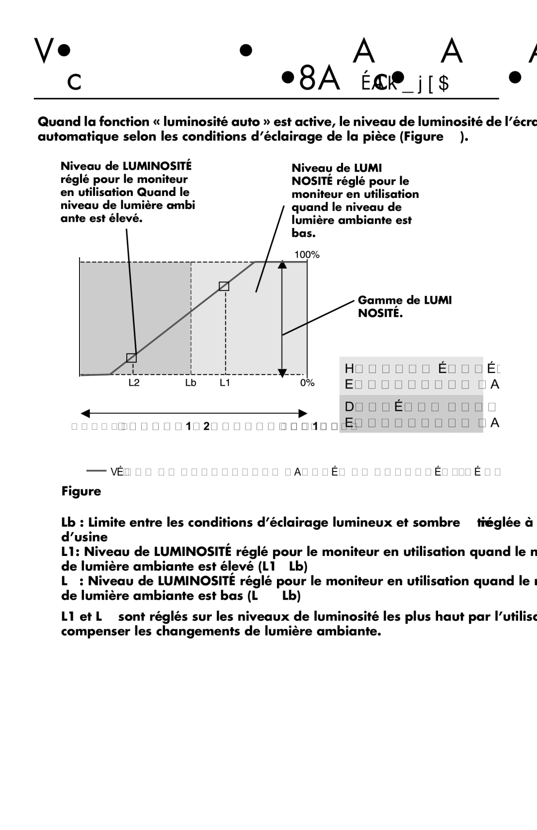 NEC LCD1990FXp user manual Utilisation de la fonction de luminosité automatique, Nosité 