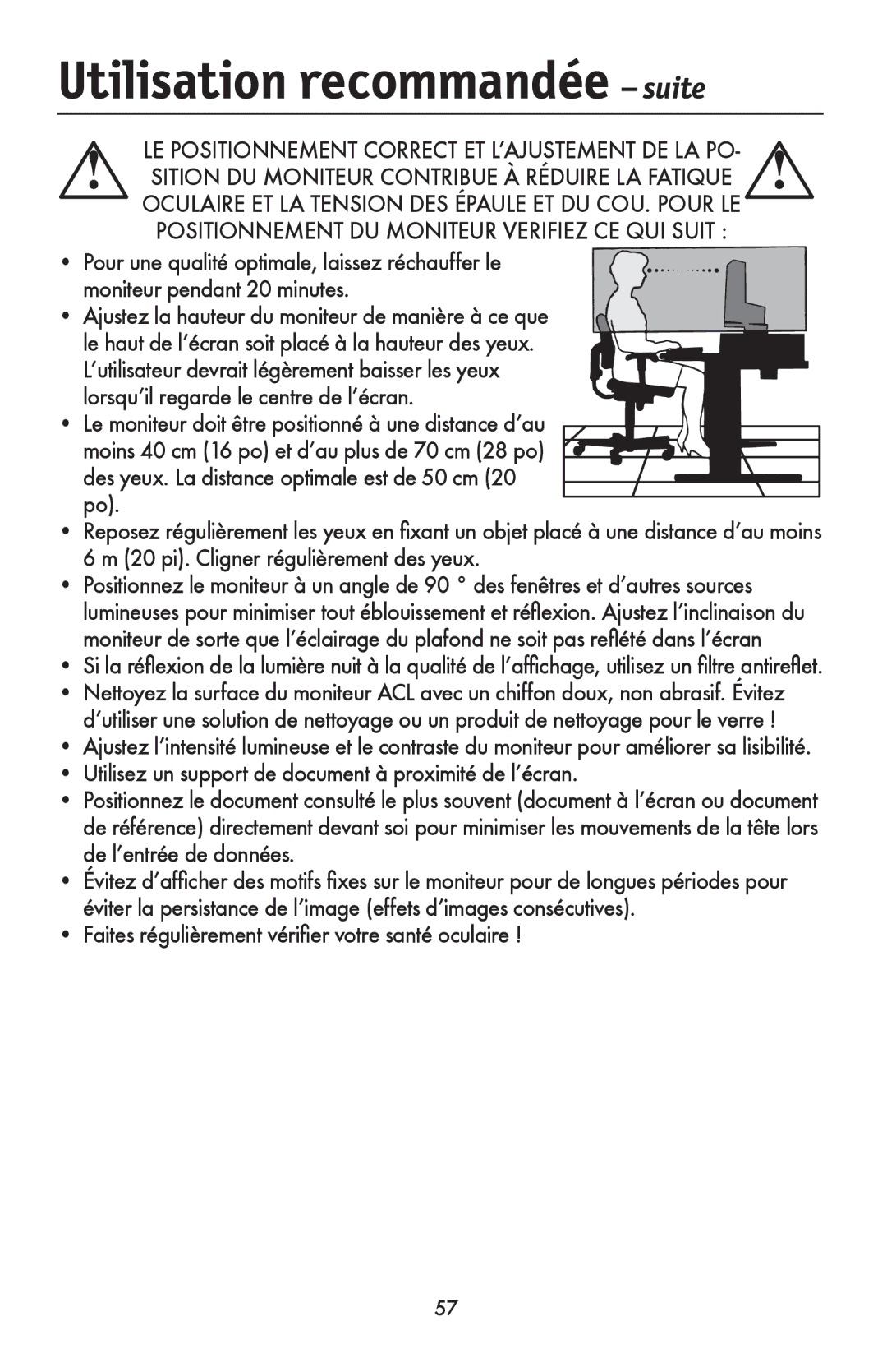 NEC LCD1990FXp user manual Utilisation recommandée suite 